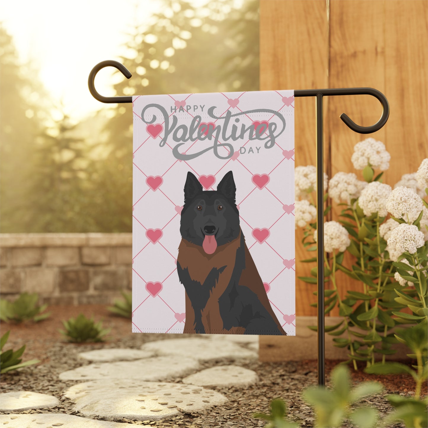 Belgian Tervuren Dog Valentines Day Garden Flag