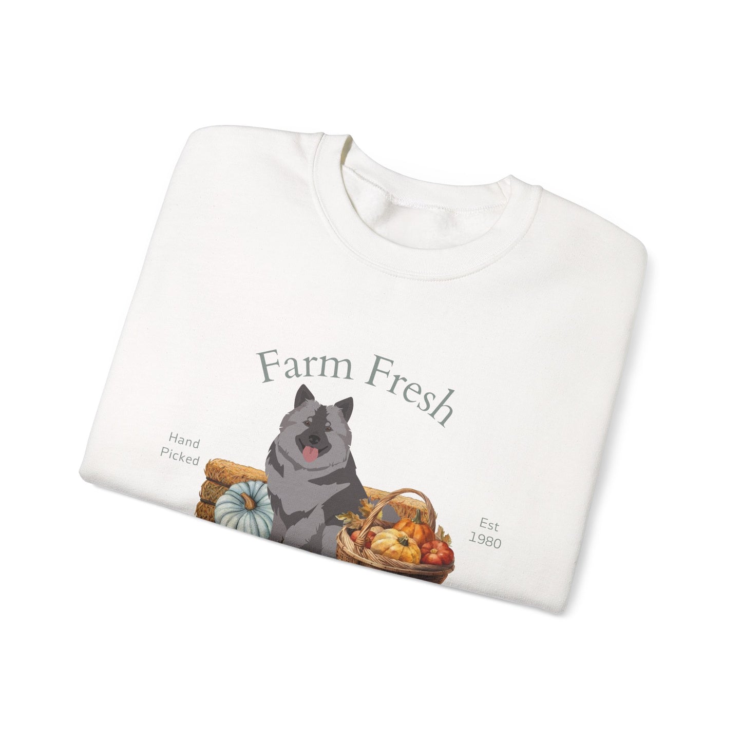 Keeshond Dog Fall Farm Fresh Unisex Heavy Blend Crewneck Sweatshirt