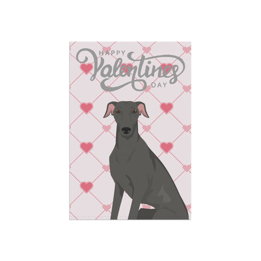 Greyhound Dog Valentines Day Garden Flag