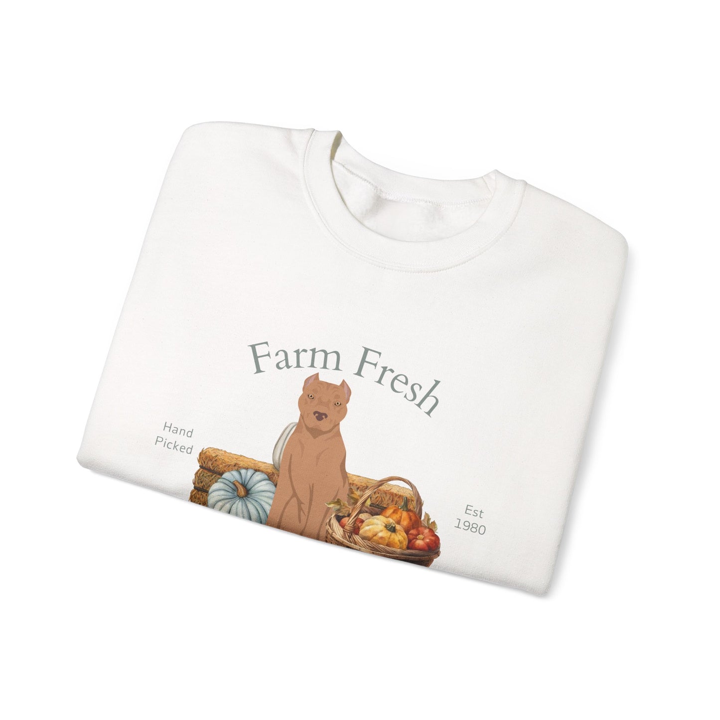 American Staffordshire Terrier Dog Fall Farm Fresh Unisex Heavy Blend Crewneck Sweatshirt