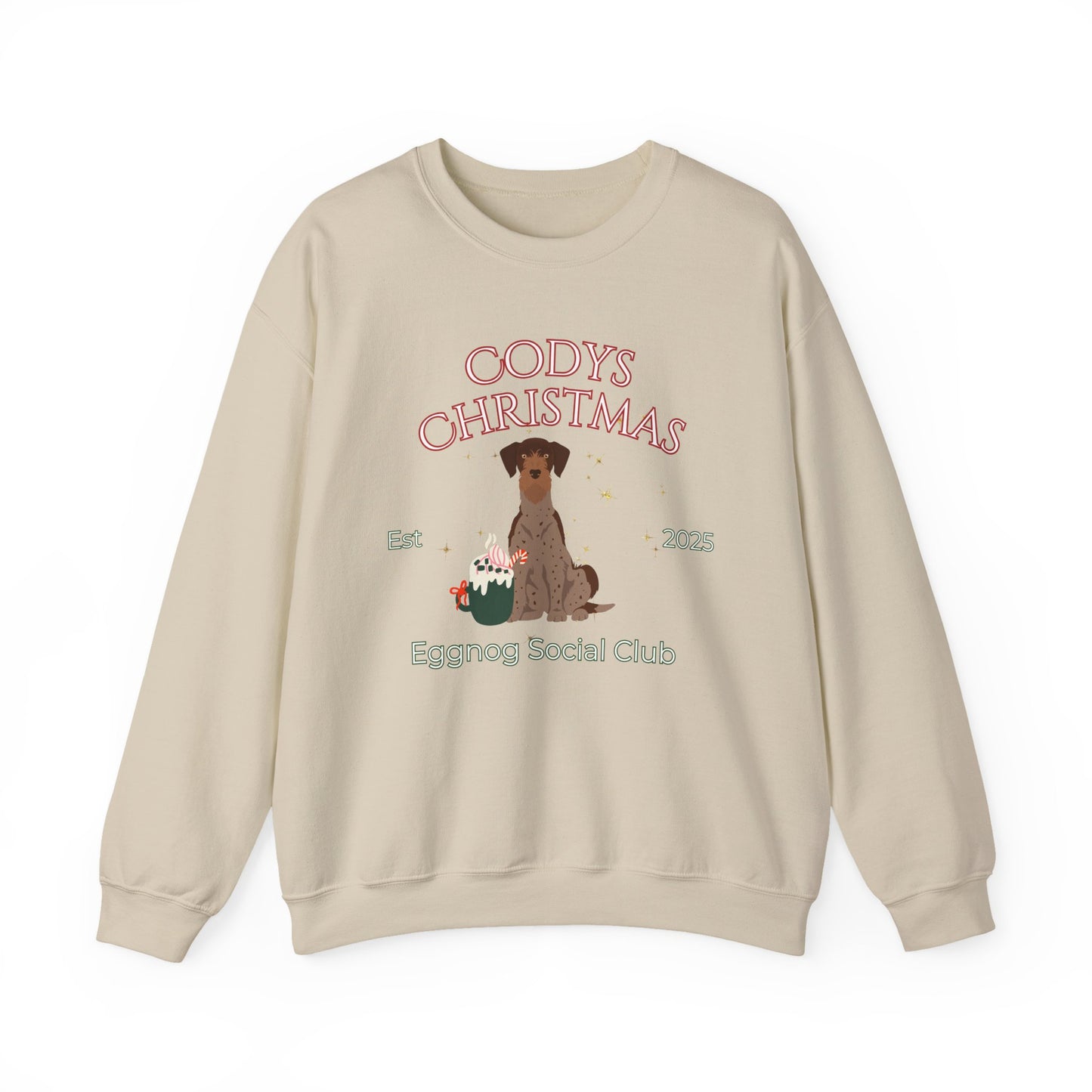 German Wire Haired Pointer Dog Christmas Social Club Unisex Heavy Blend Crewneck Sweatshirt Custom Name