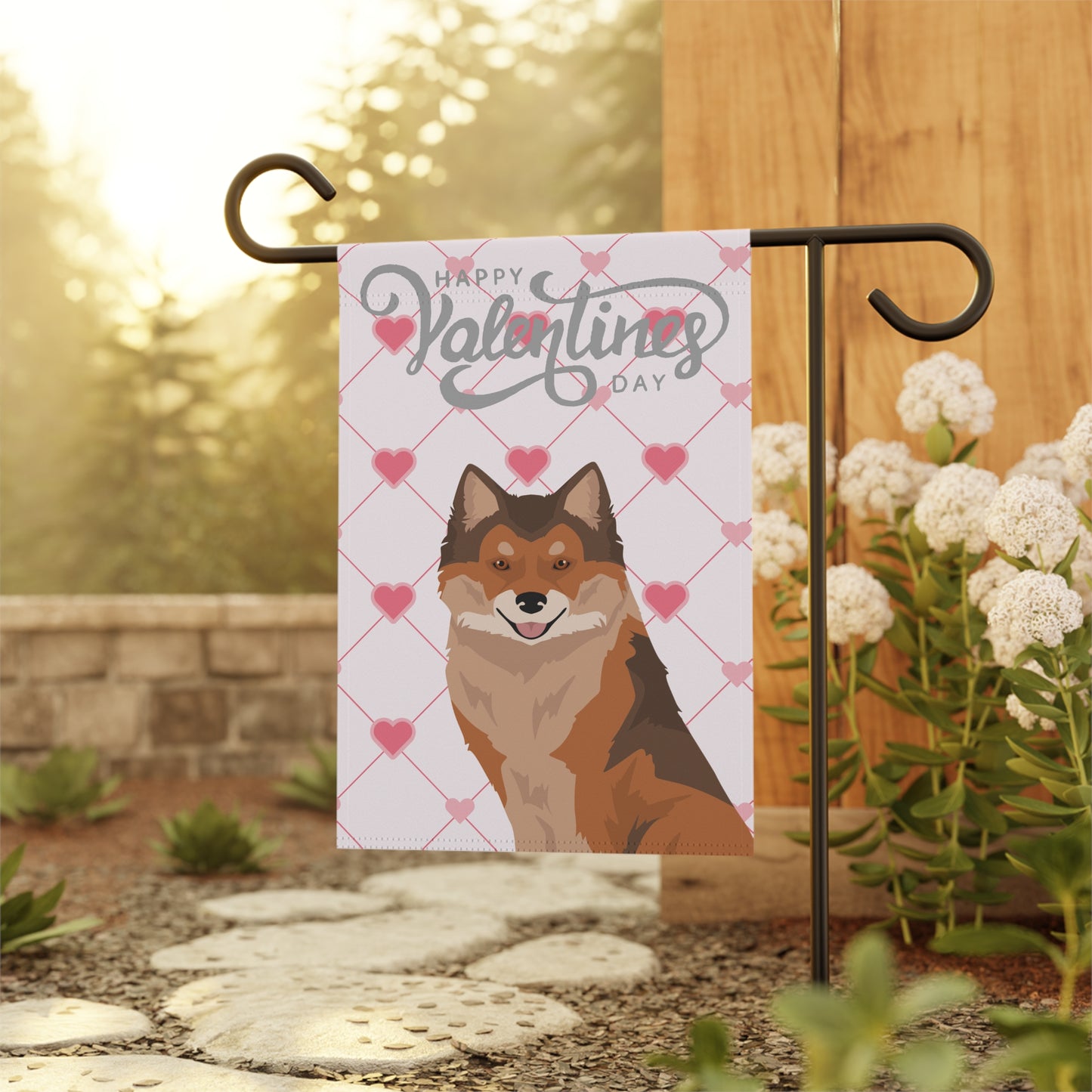 Nenets Herding Laika Dog Valentines Day Garden Flag