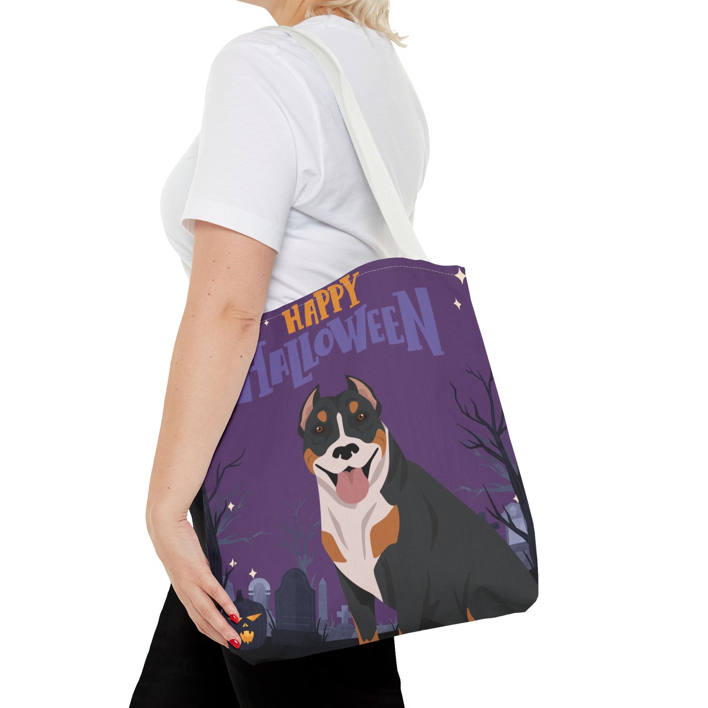 Pit Bull Dog Happy Halloween Tote Bag 16x16