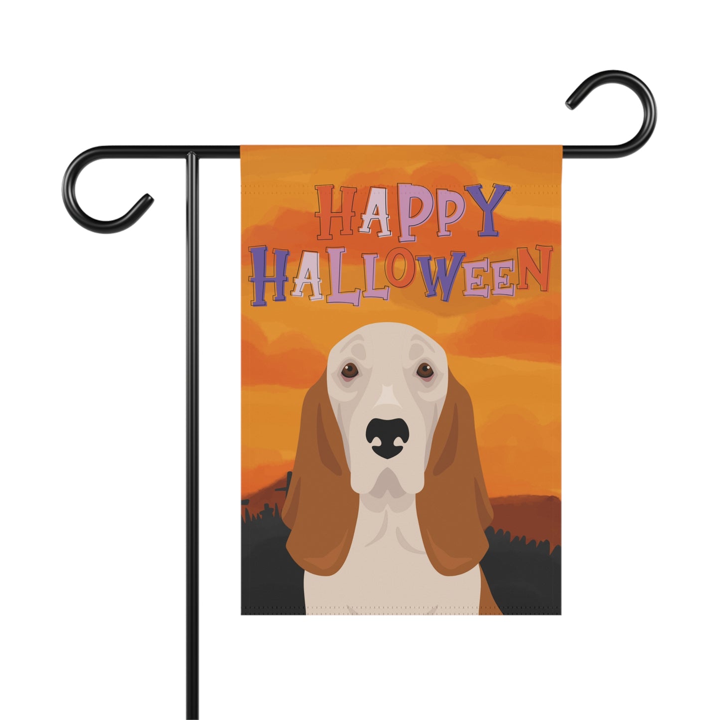 Basset Hound Dog Halloween Garden Flag