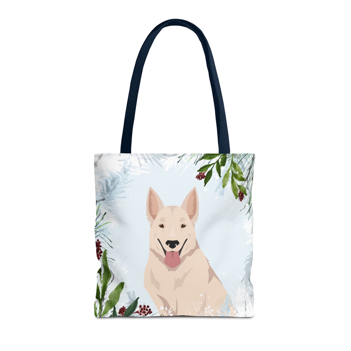White Swiss Shepherd Dog Christmas Holiday Tote Bag 16x16