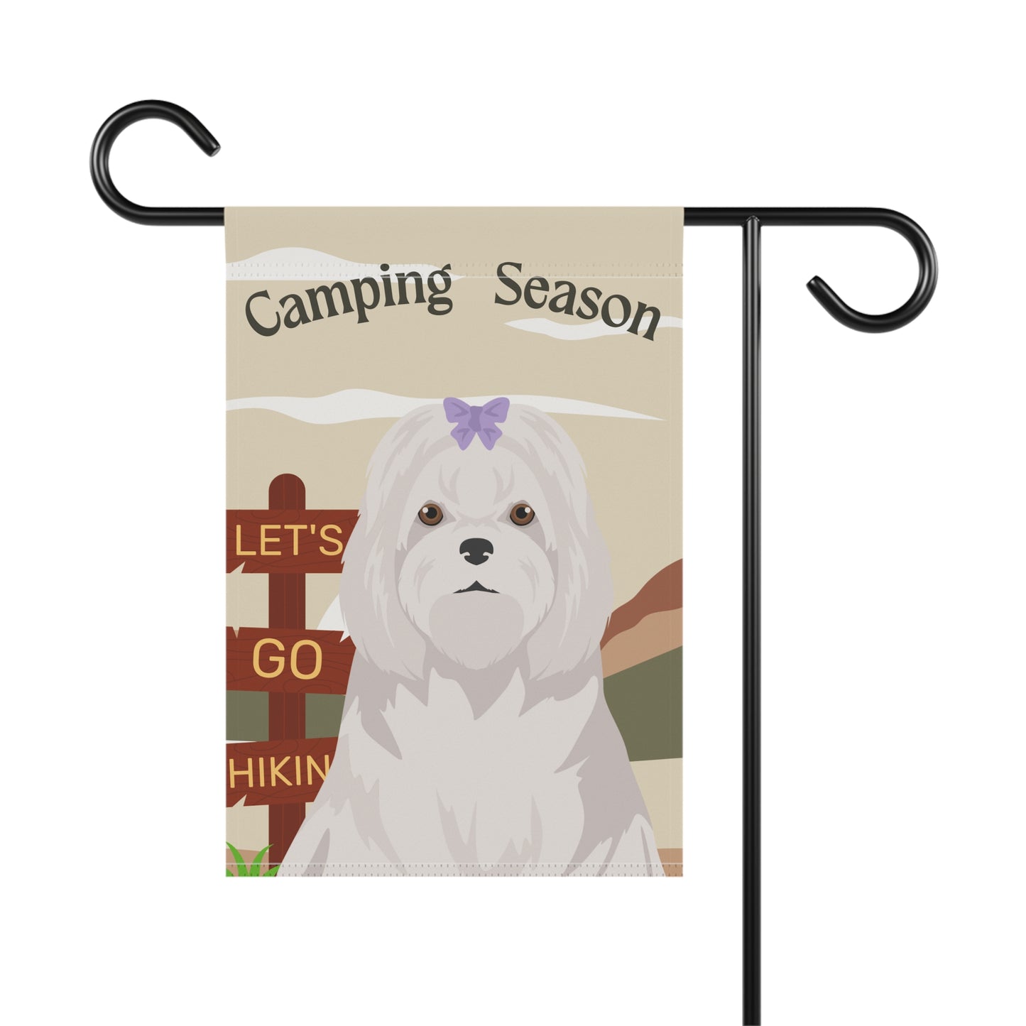 Maltese Dog Camping Garden Flag