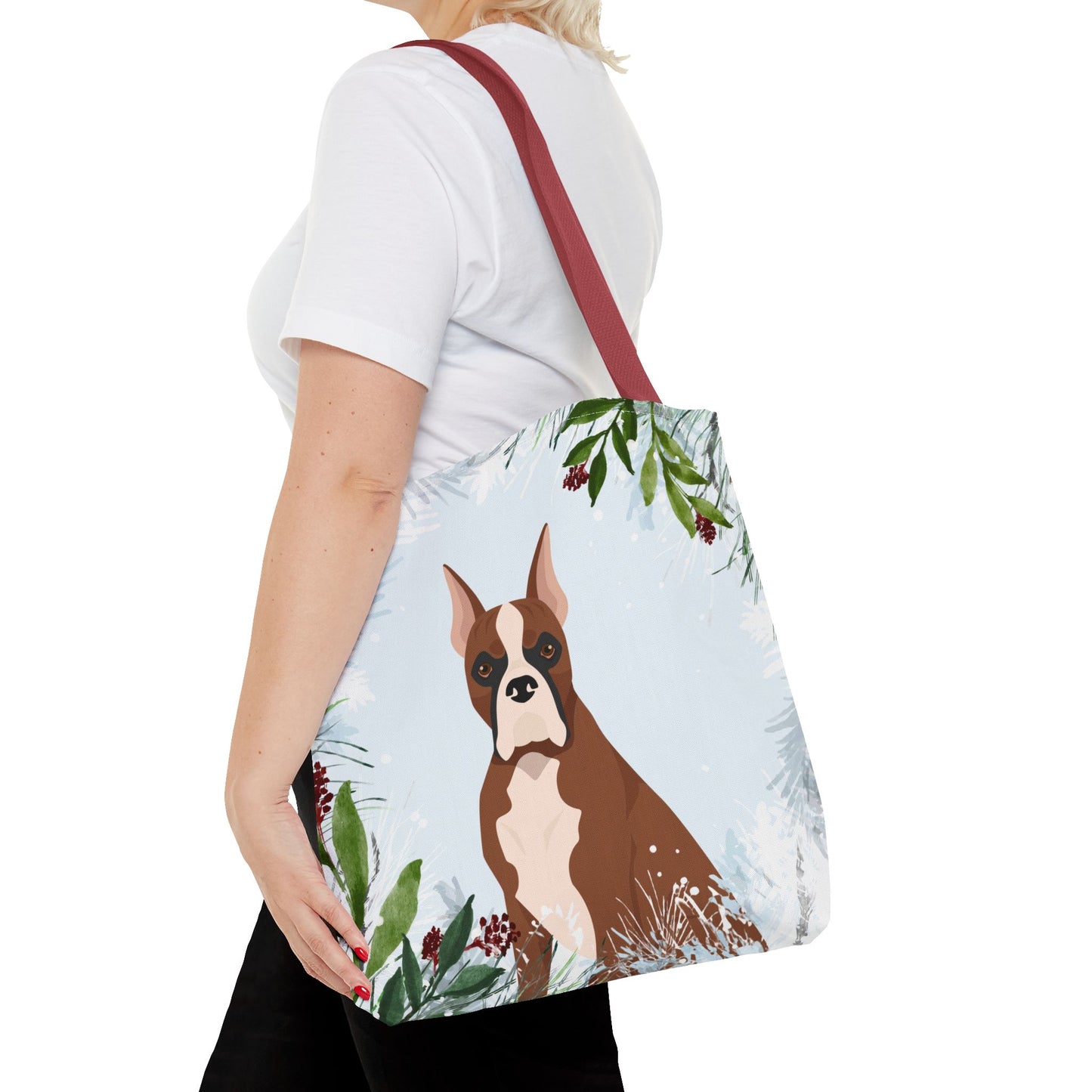 Boxer Dog Christmas Holiday Tote Bag 16x16
