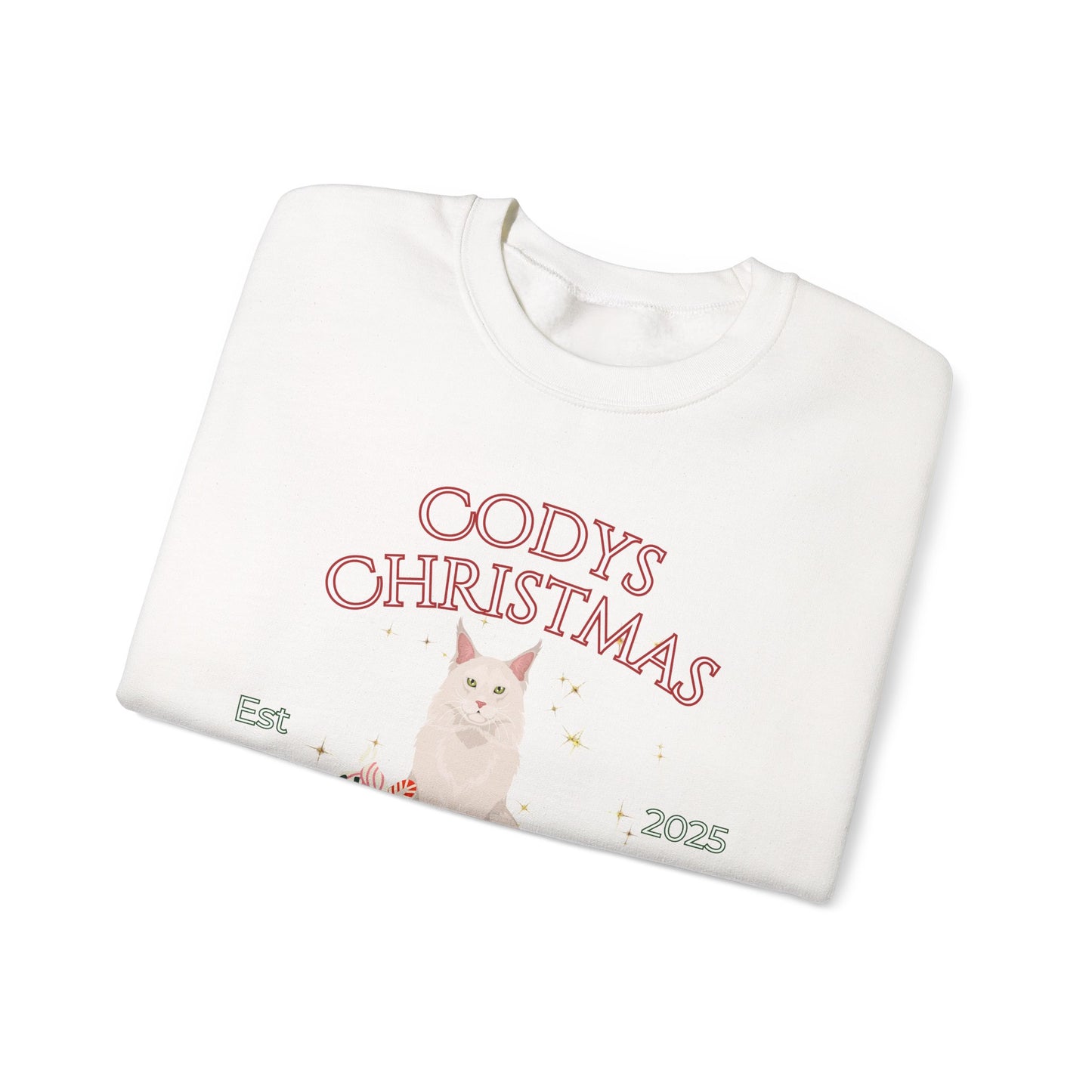 Maine Coon Cat Christmas Social Club Unisex Heavy Blend Crewneck Sweatshirt Custom Name
