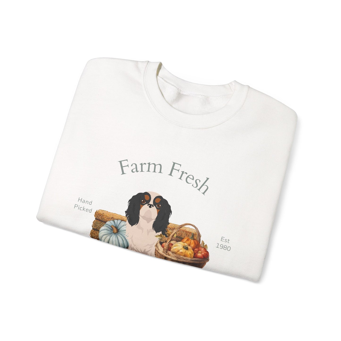 English Toy Spaniel Dog Fall Farm Fresh Unisex Heavy Blend Crewneck Sweatshirt