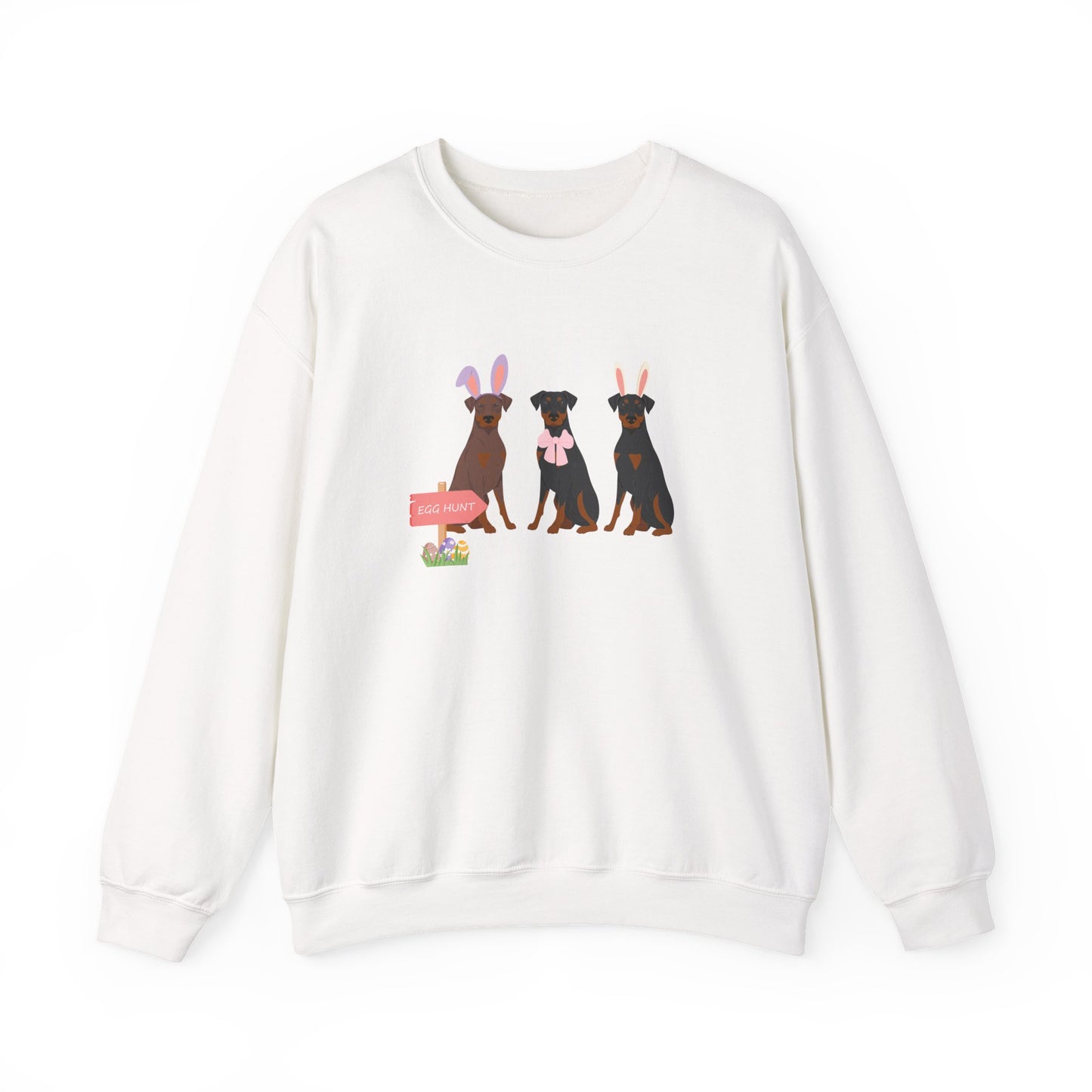 Doberman Pinscher Dog Easter Unisex Heavy Blend Crewneck Sweatshirt, easter, Cute Dog Mom Gift