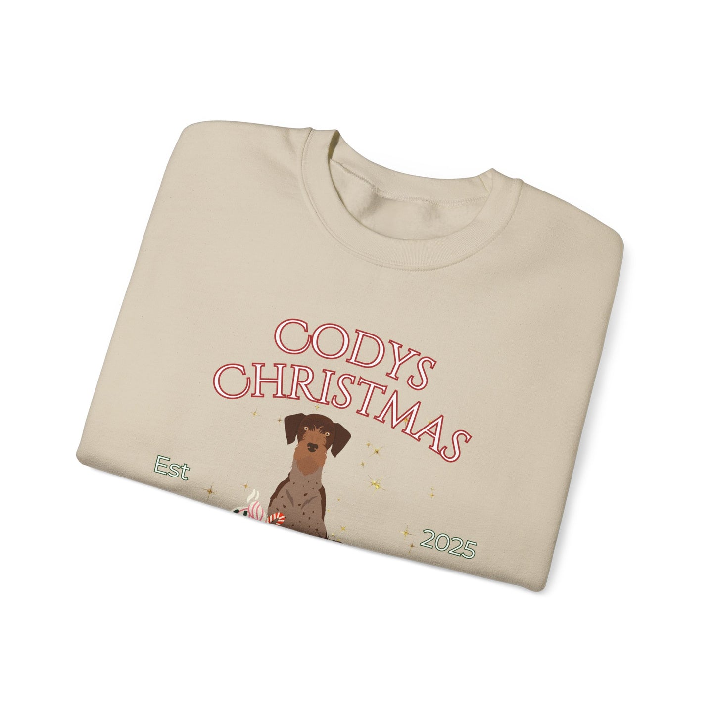German Wire Haired Pointer Dog Christmas Social Club Unisex Heavy Blend Crewneck Sweatshirt Custom Name