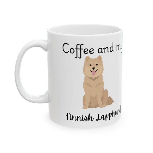 Coffee and My Finnish Lapphund Ceramic Mug | Dog Lover Gift, Pet Owner Cup, Cute Mug for Dog Moms, Funny Mug for Coffee Lovers