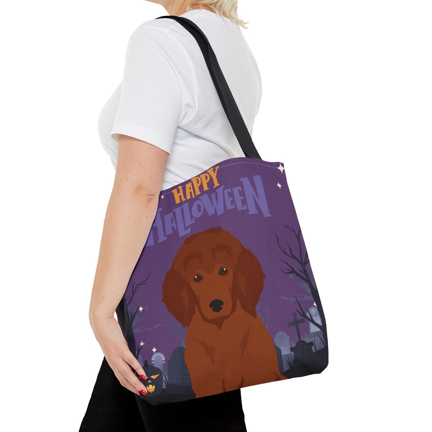 Poodle Dog Happy Halloween Tote Bag 16x16