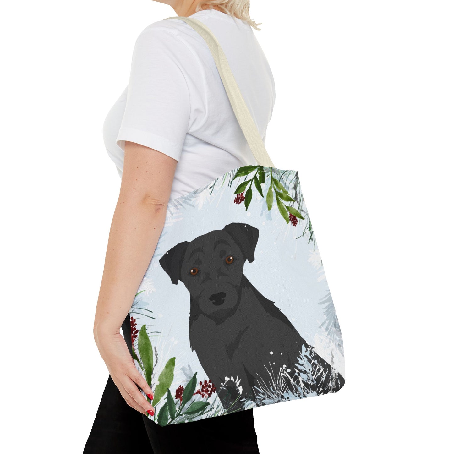 Patterdale Terrier Dog Christmas Holiday Tote Bag 16x16
