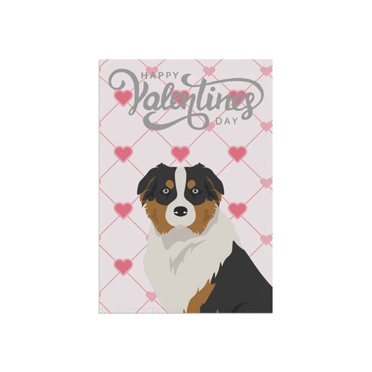 Australian Shepherd Dog Valentines Day Garden Flag
