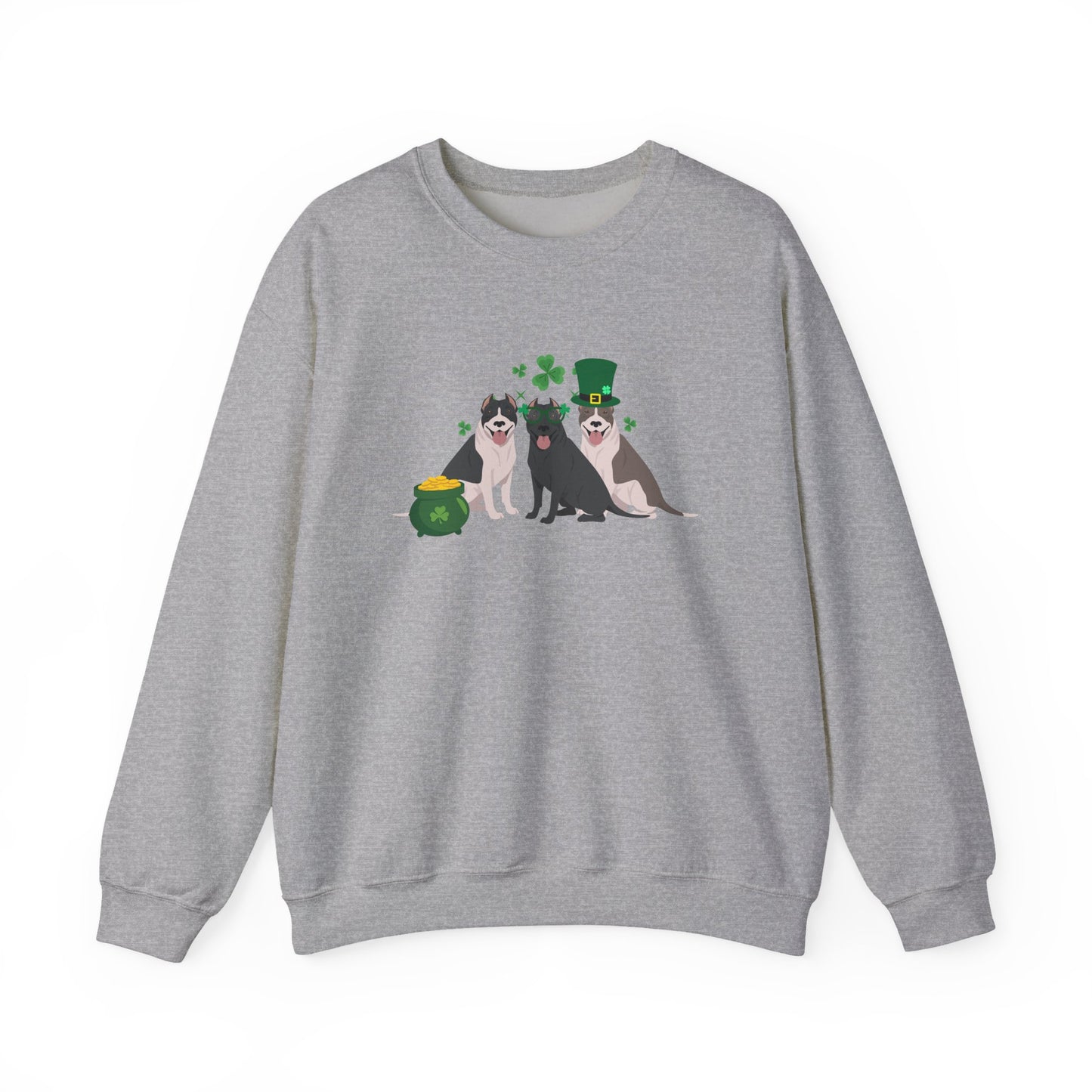 Pit Bull Terrier Dog St Patricks Day Unisex Heavy Blend Crewneck Sweatshirt, St Pattys day, Cute Dog Mom Gift