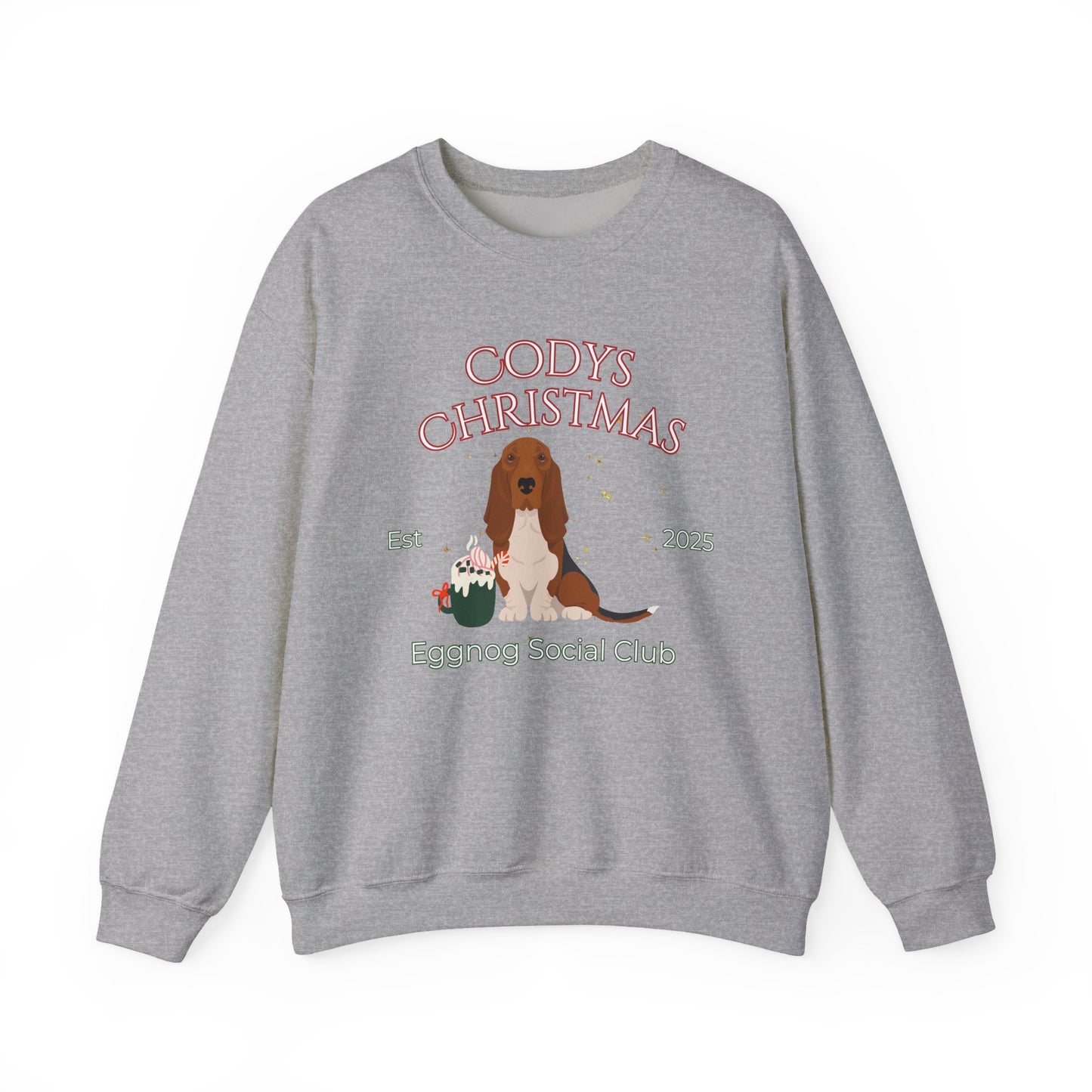 Basset Hound Dog Christmas Social Club Unisex Heavy Blend Crewneck Sweatshirt Custom Name