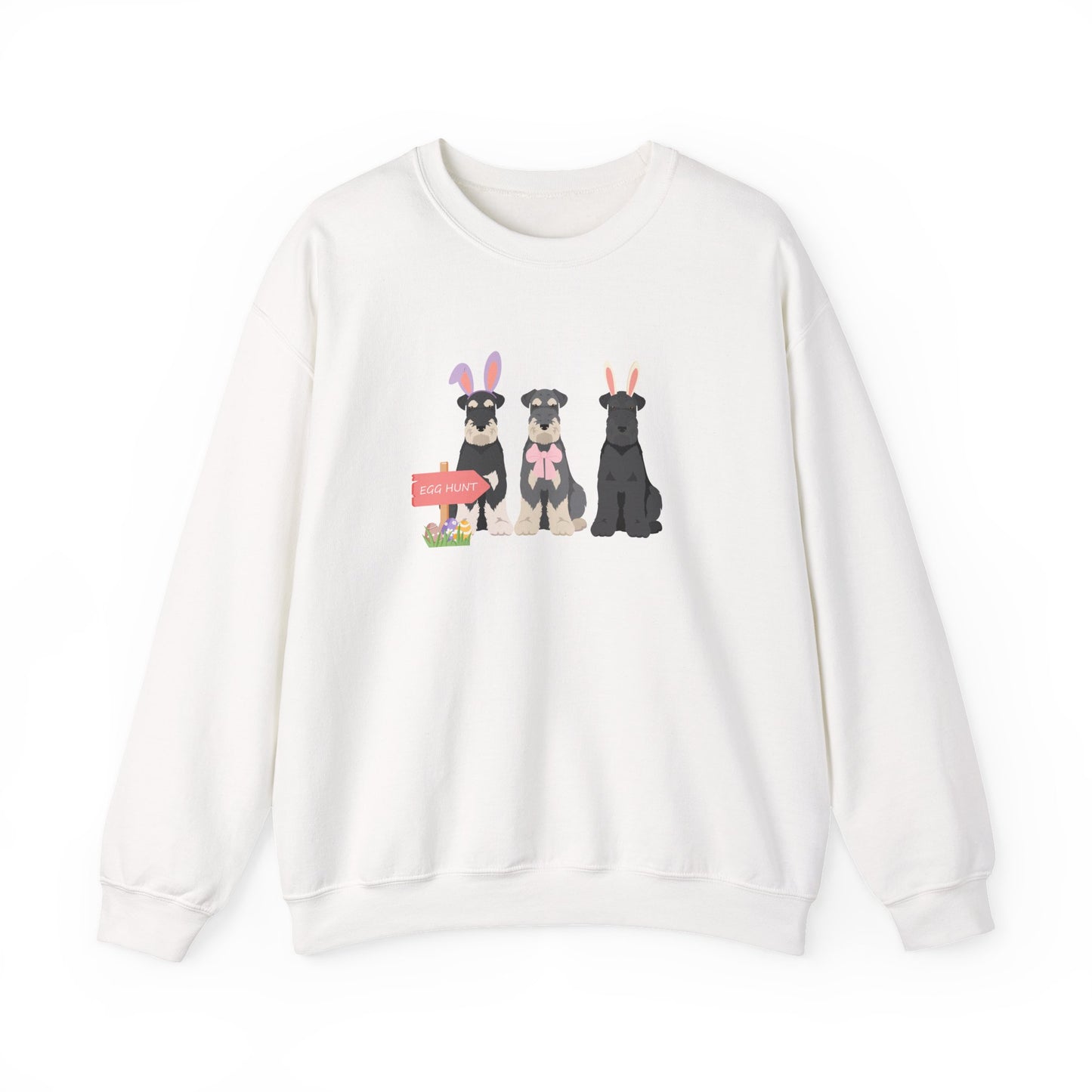 Schnauzer Dog Easter Unisex Heavy Blend Crewneck Sweatshirt, easter, Cute Dog Mom Gift