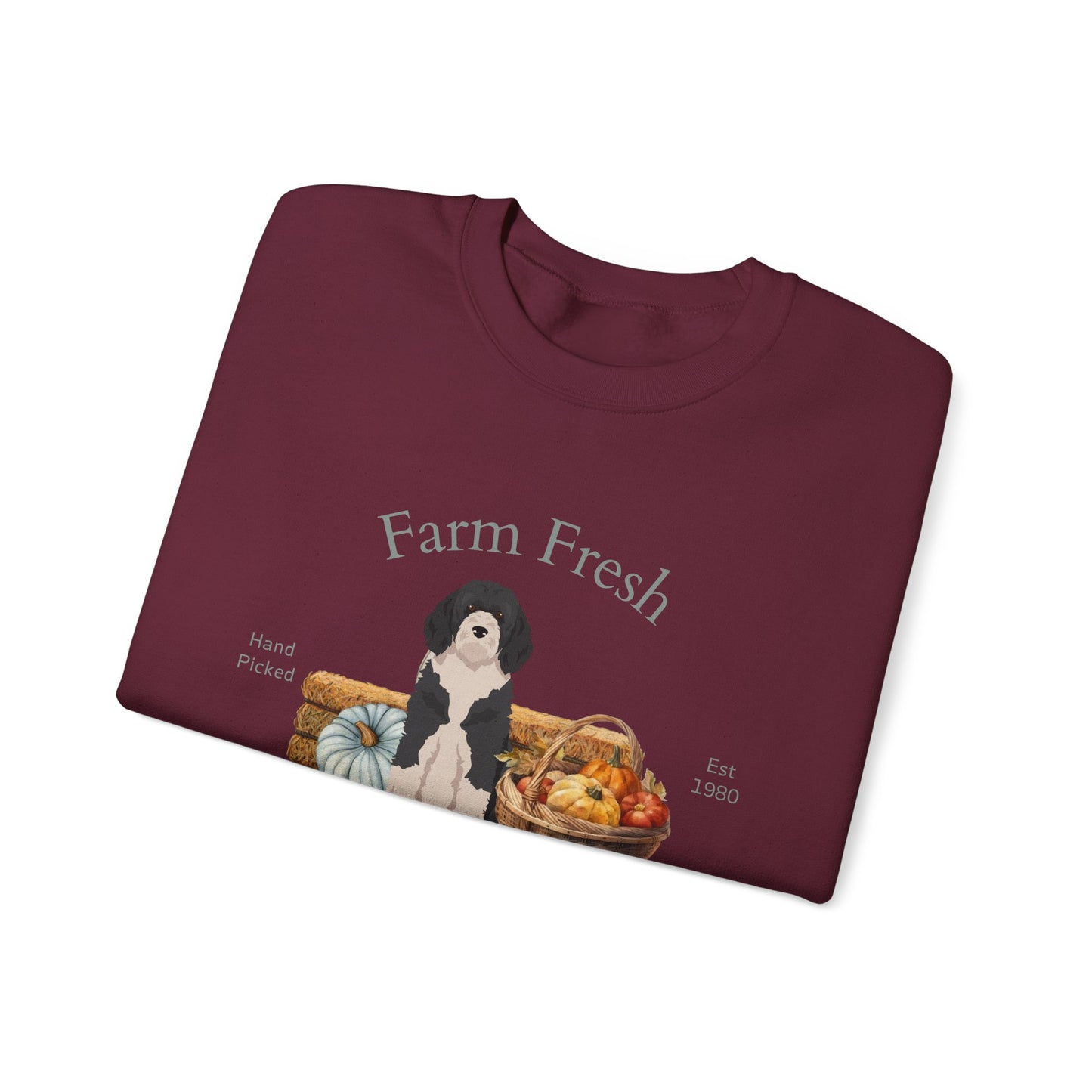 Portuguese Water Dog Dog Fall Farm Fresh Unisex Heavy Blend Crewneck Sweatshirt