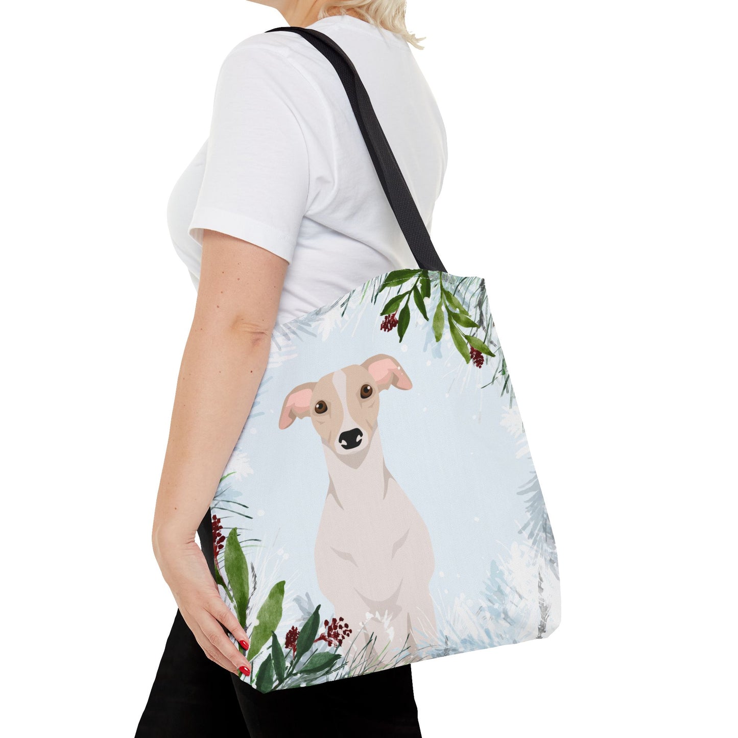 Whippet Dog Christmas Holiday Tote Bag 16x16