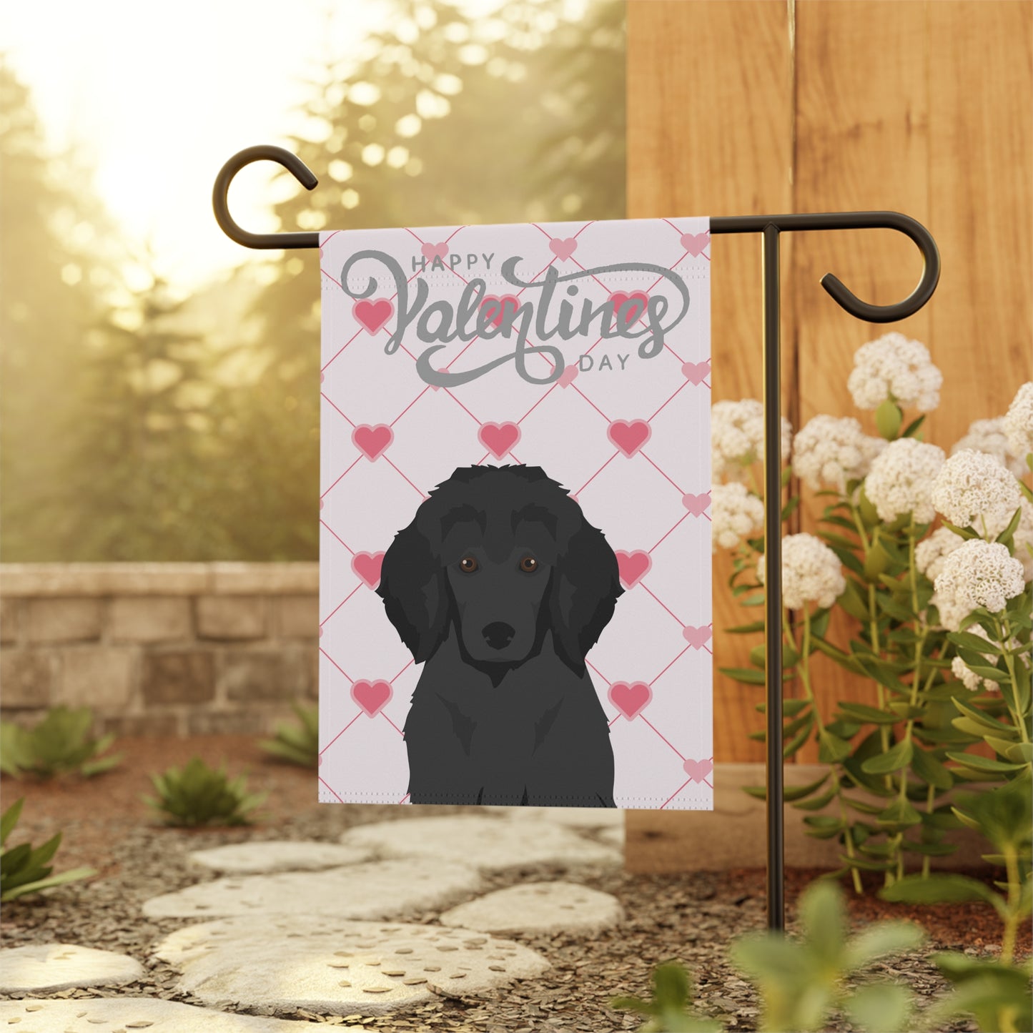Poodle Dog Valentines Day Garden Flag
