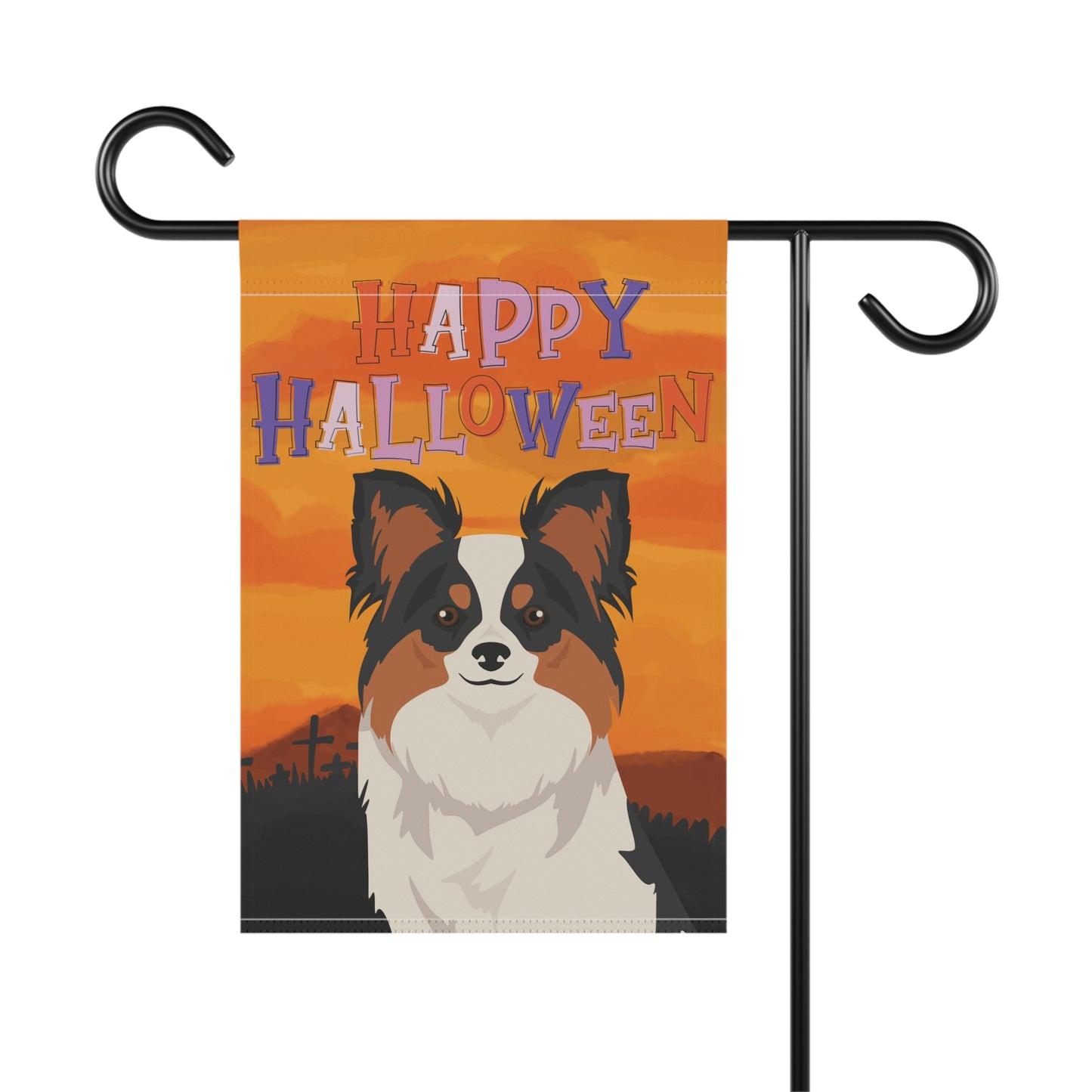 Papillon Dog Halloween Garden Flag