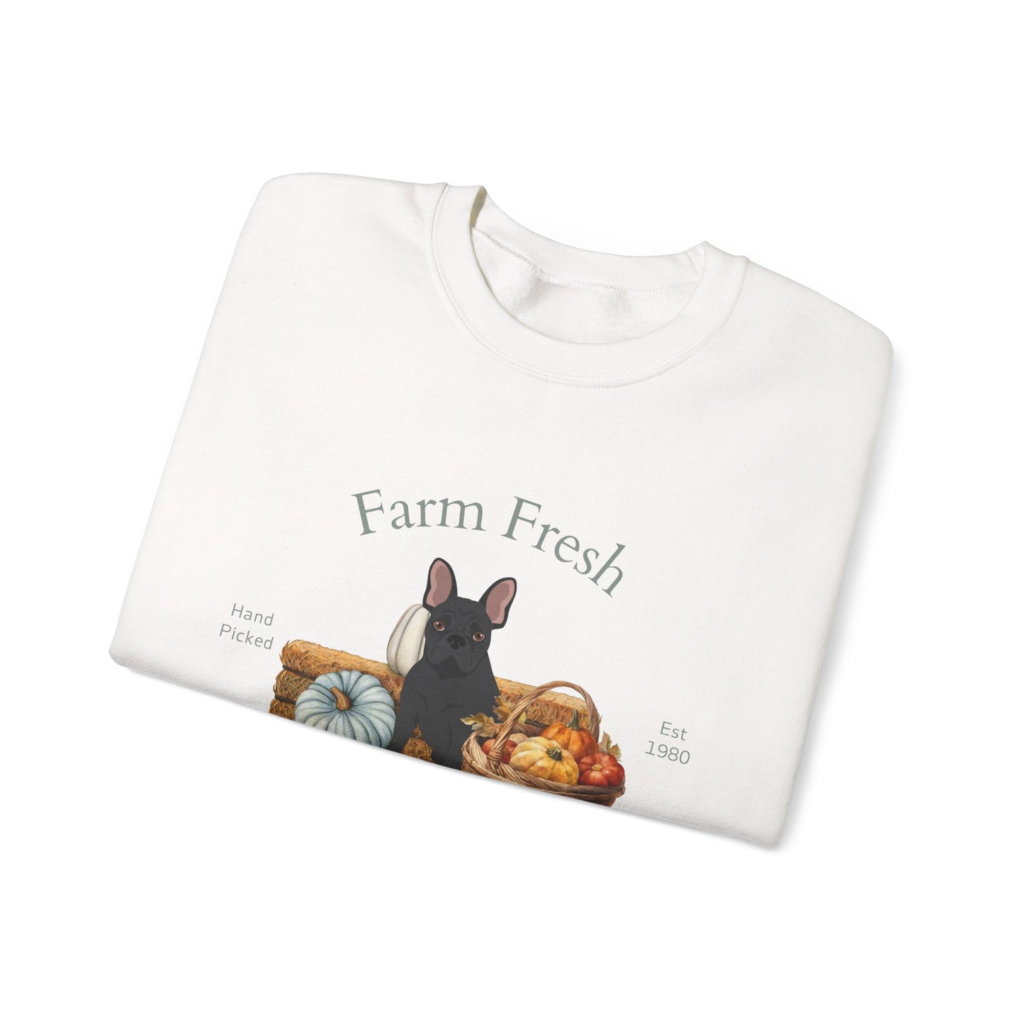 French Bulldog Dog Fall Farm Fresh Unisex Heavy Blend Crewneck Sweatshirt