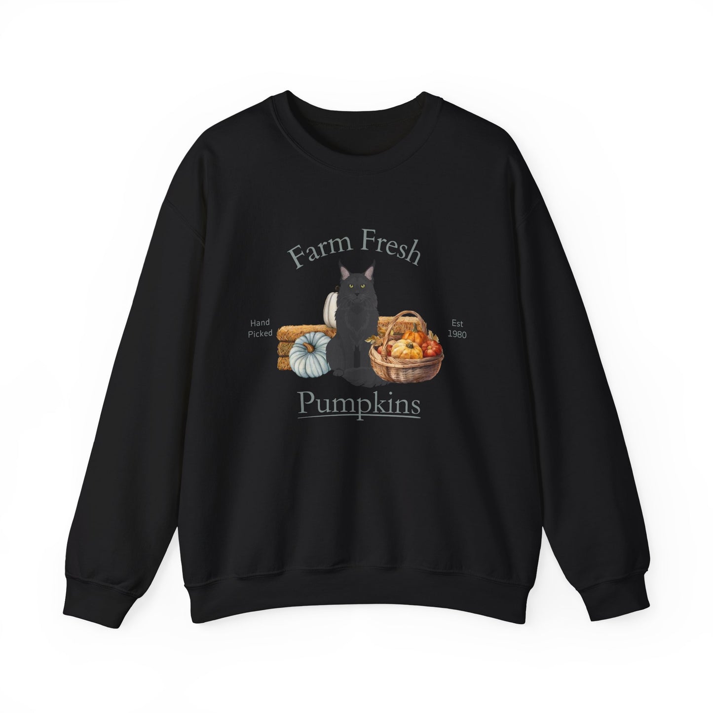 Maine Coon Cat Fall Farm Fresh Unisex Heavy Blend Crewneck Sweatshirt