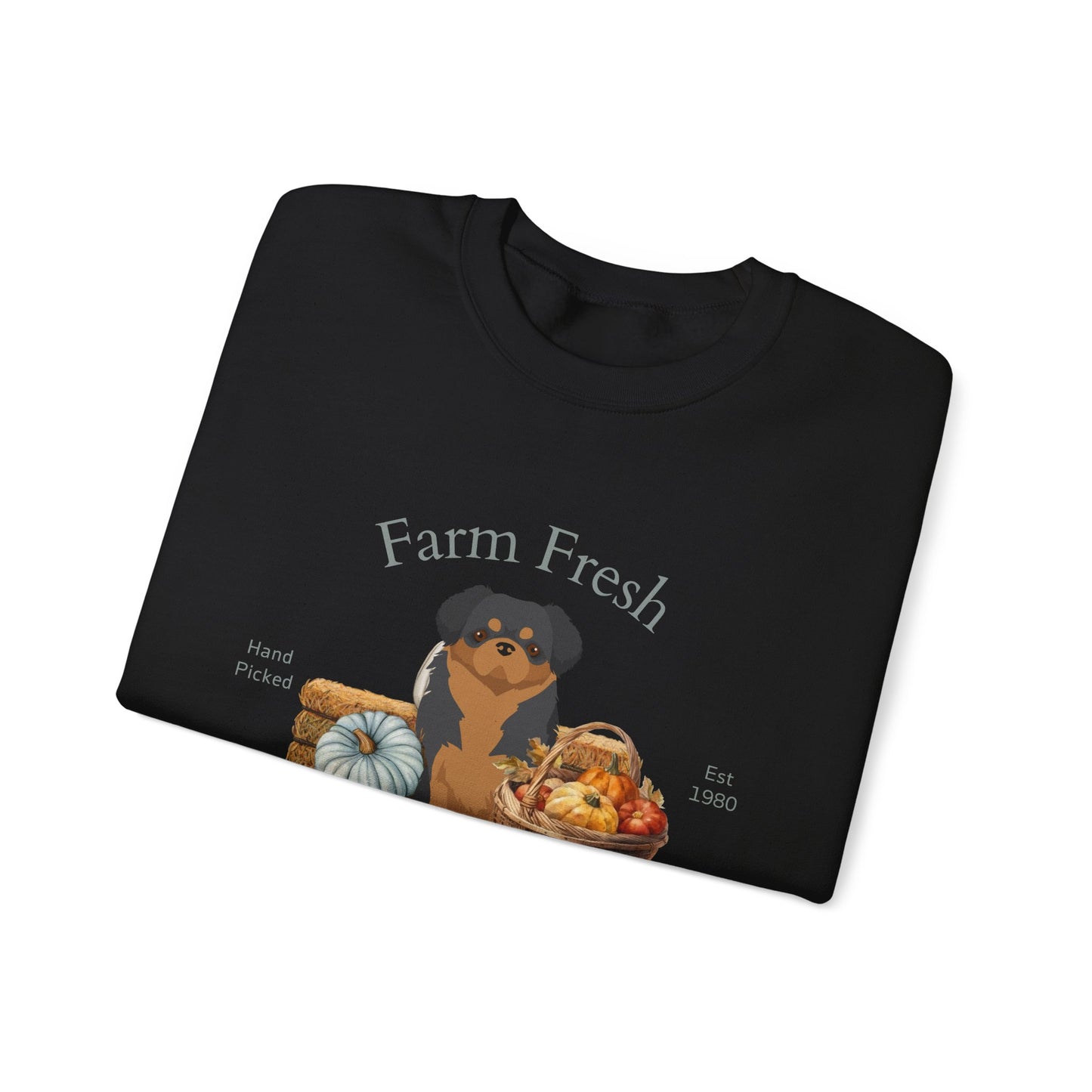 Tibetan Spaniel Dog Fall Farm Fresh Unisex Heavy Blend Crewneck Sweatshirt