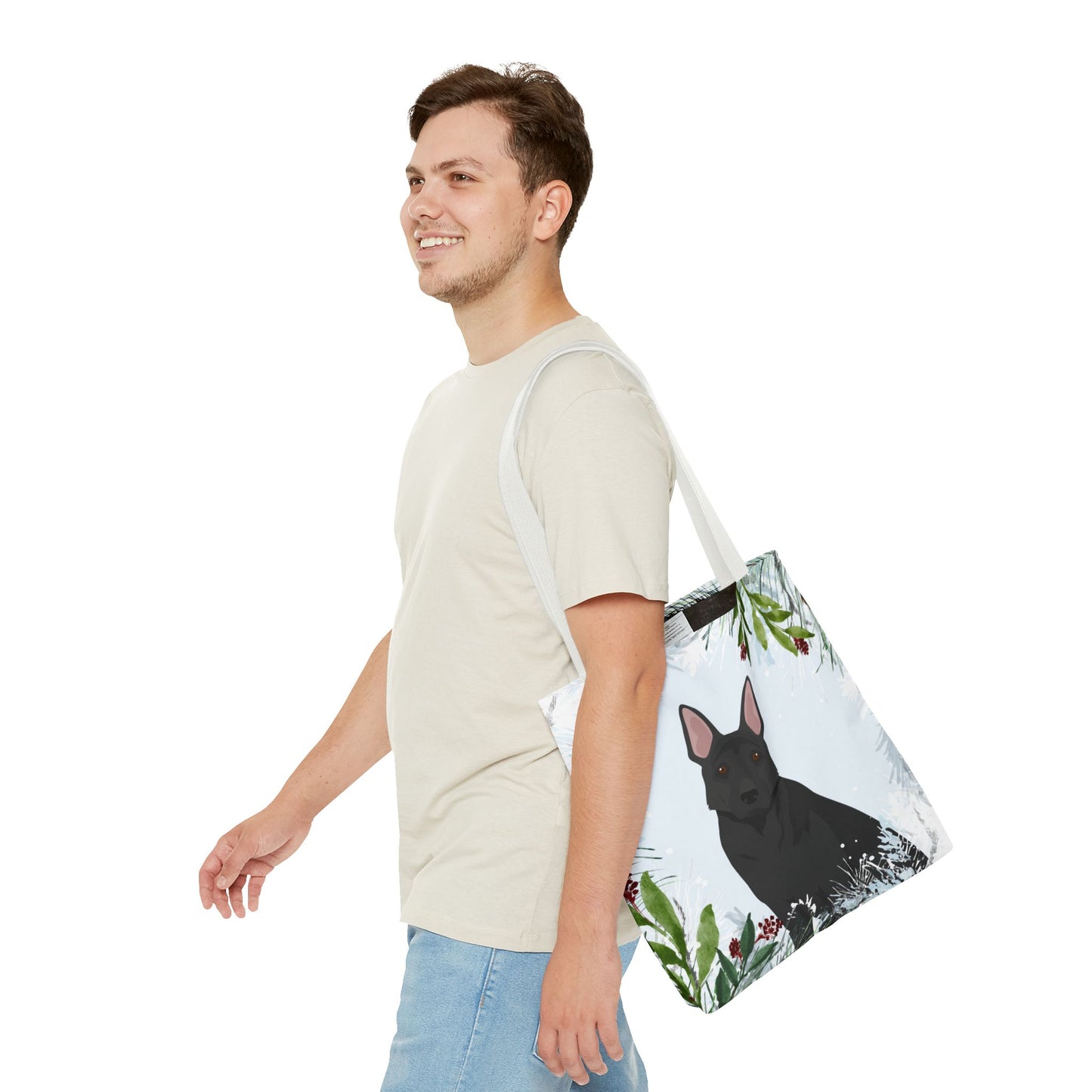 German Shepherd Dog Christmas Holiday Tote Bag 16x16