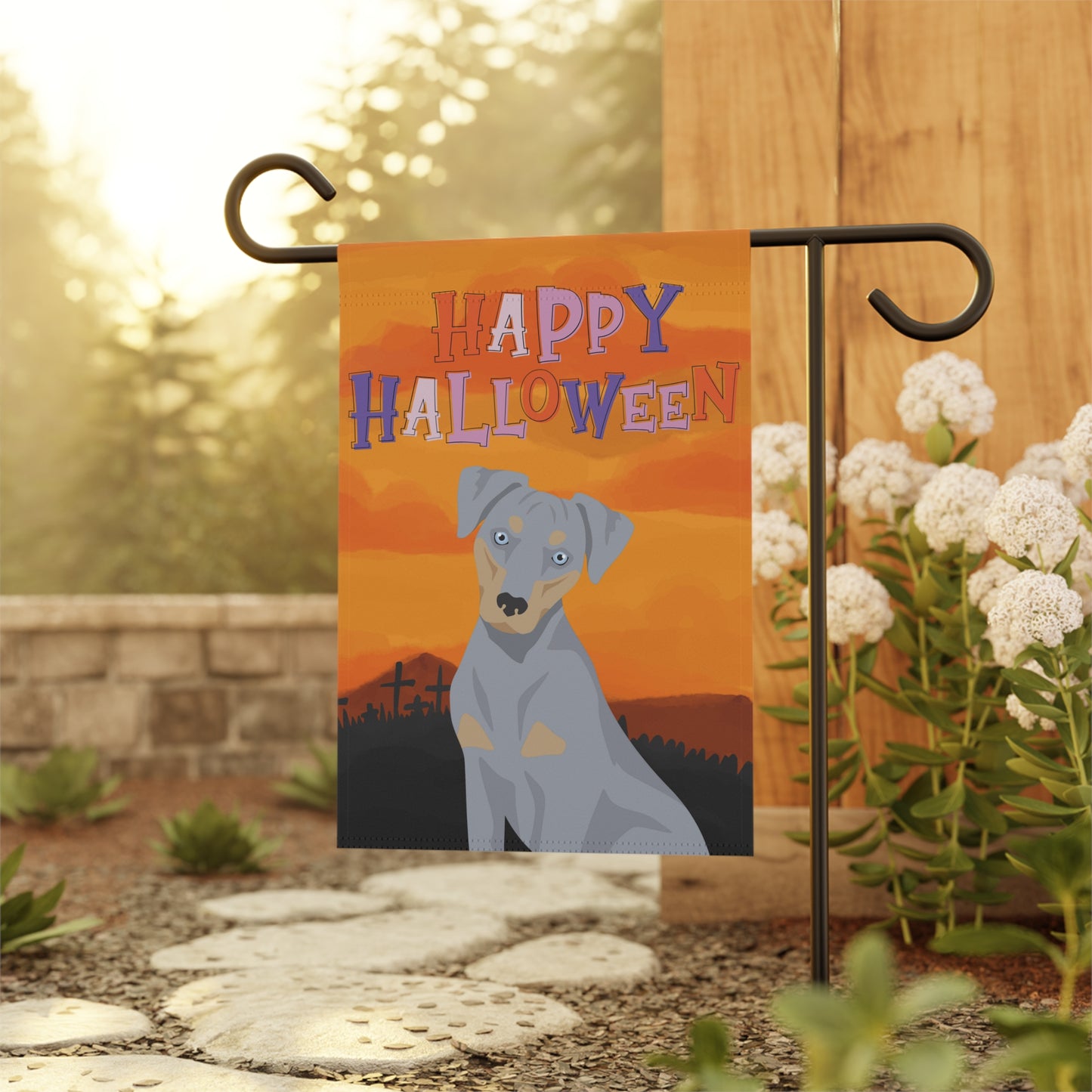Blue Lacy Dog Halloween Garden Flag