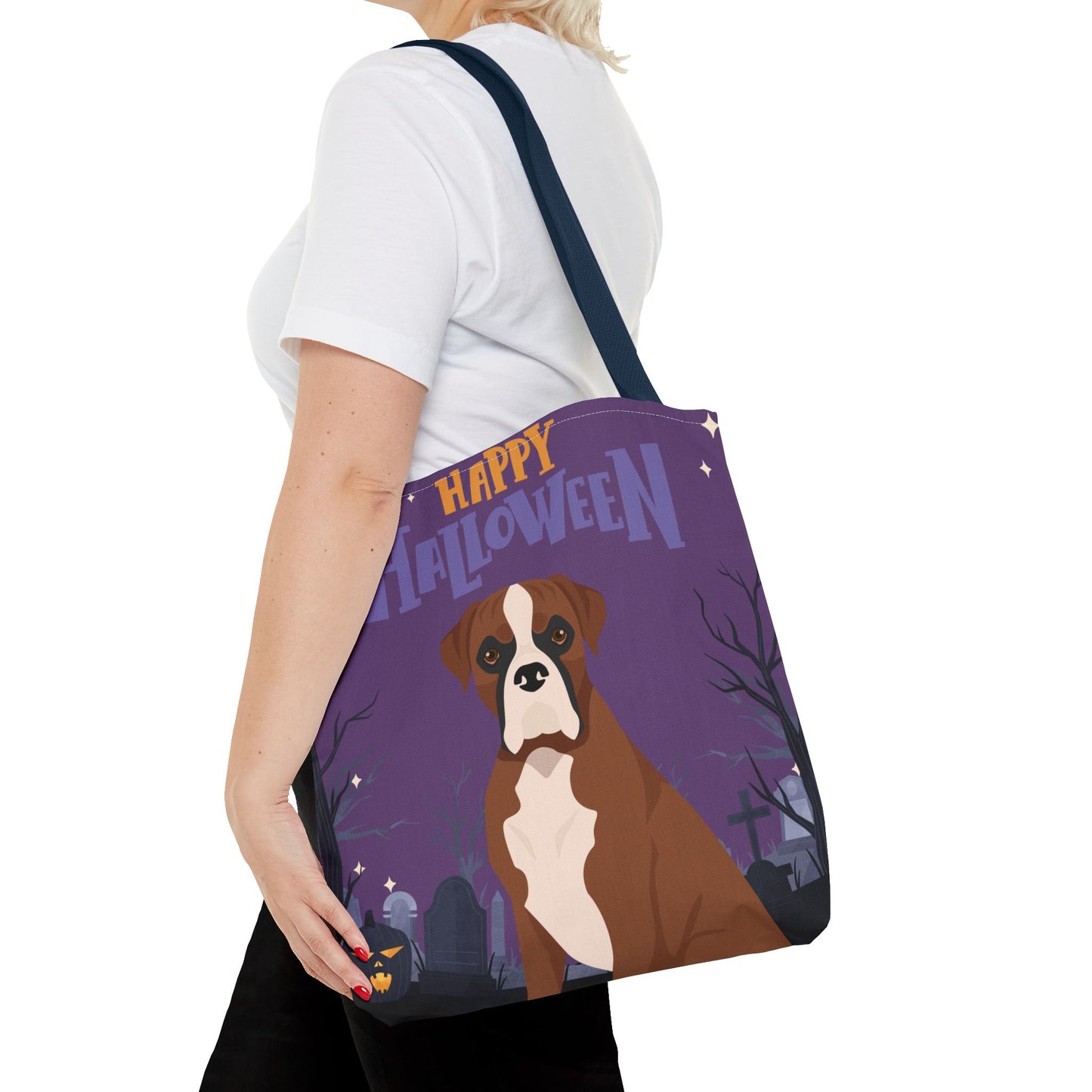 Boxer Dog Happy Halloween Tote Bag 16x16