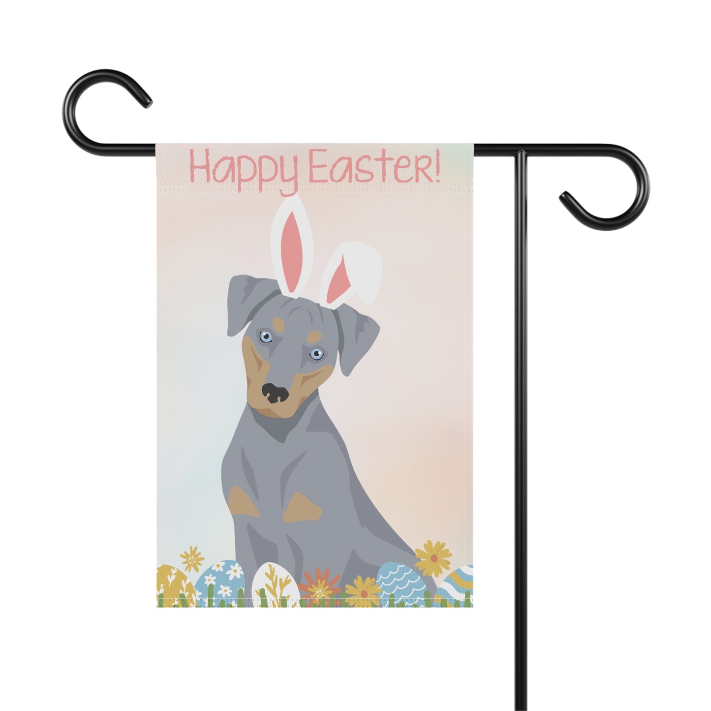 Blue Lacy Dog Happy Easter Garden Flag