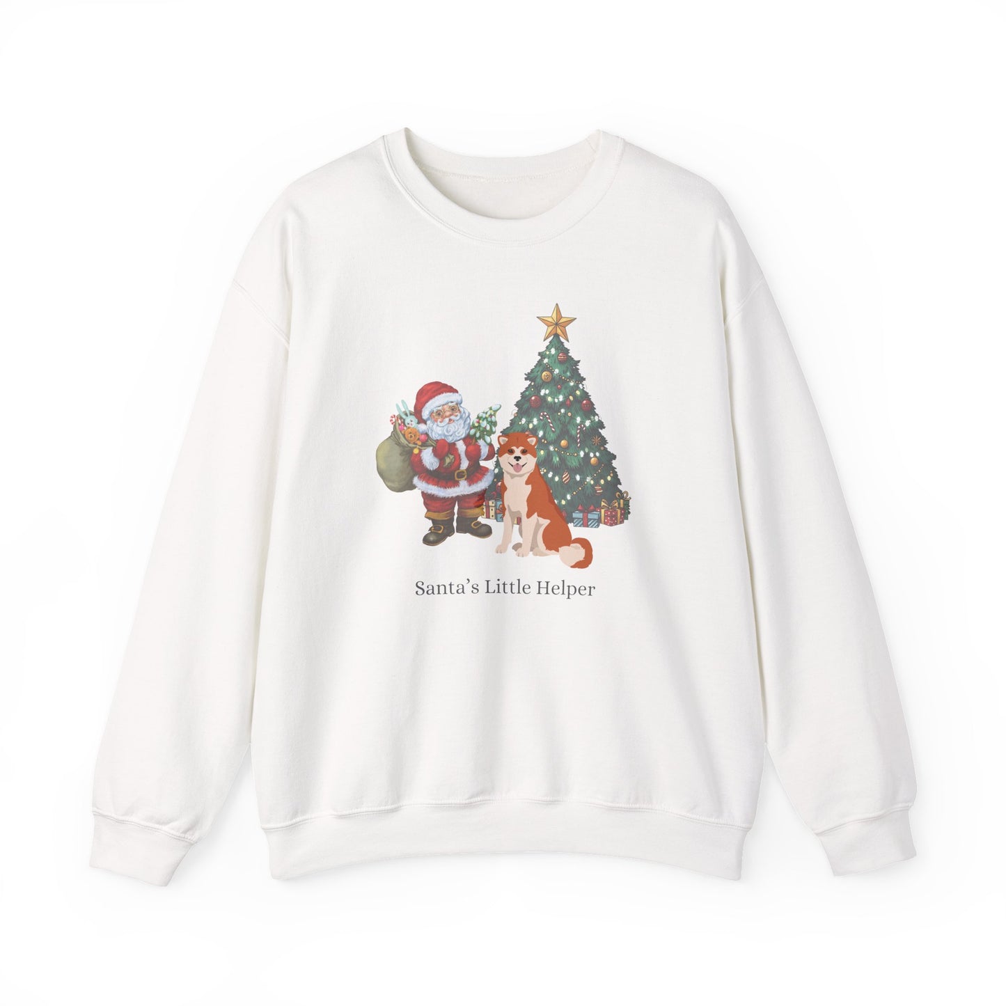Japanese Akita Dog Santa's Little Helper Unisex Heavy Blend Crewneck Sweatshirt