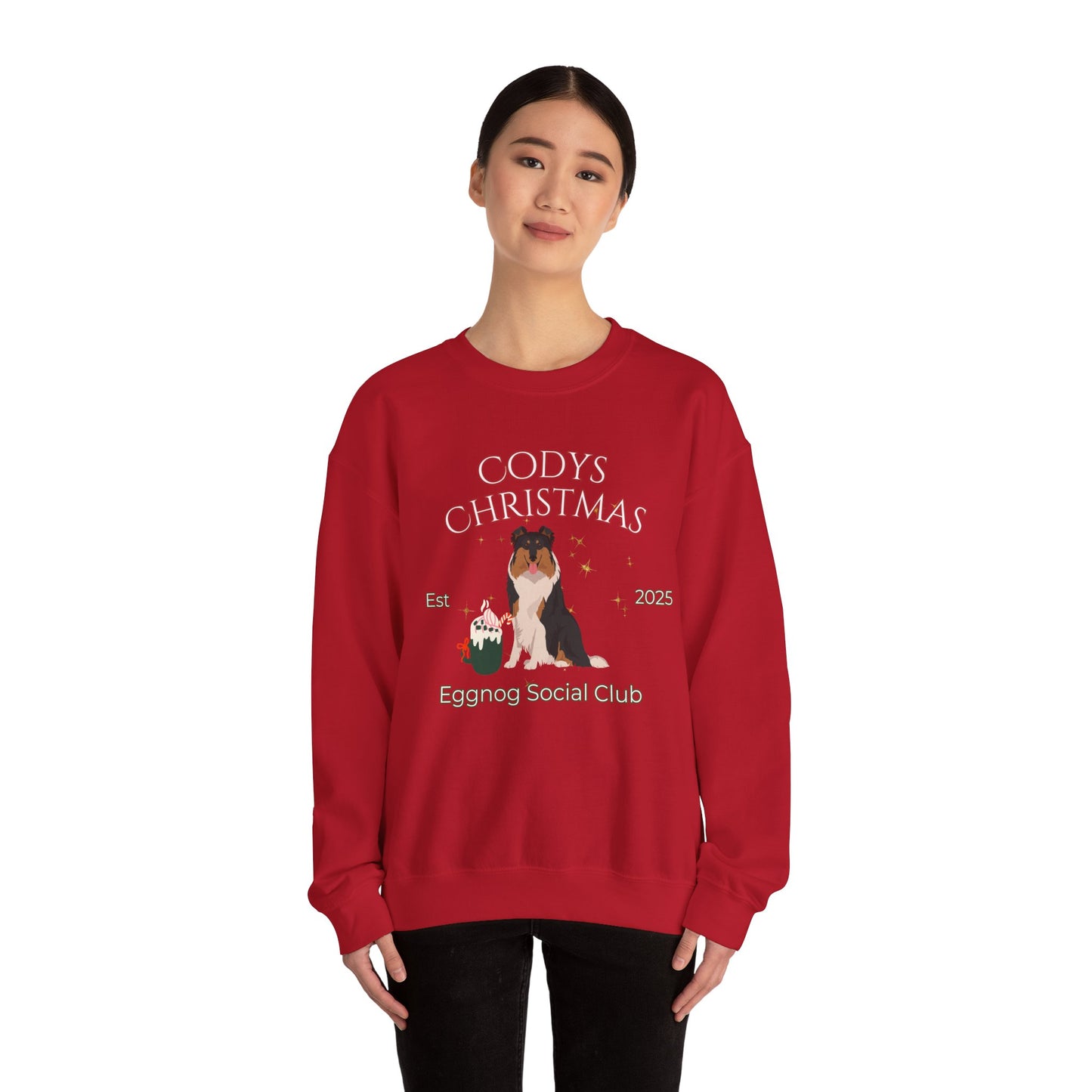 Collie Dog Christmas Social Club Unisex Heavy Blend Crewneck Sweatshirt Custom Name