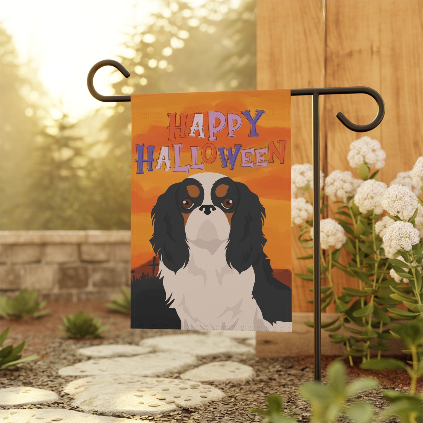 English Toy Dog Halloween Garden Flag