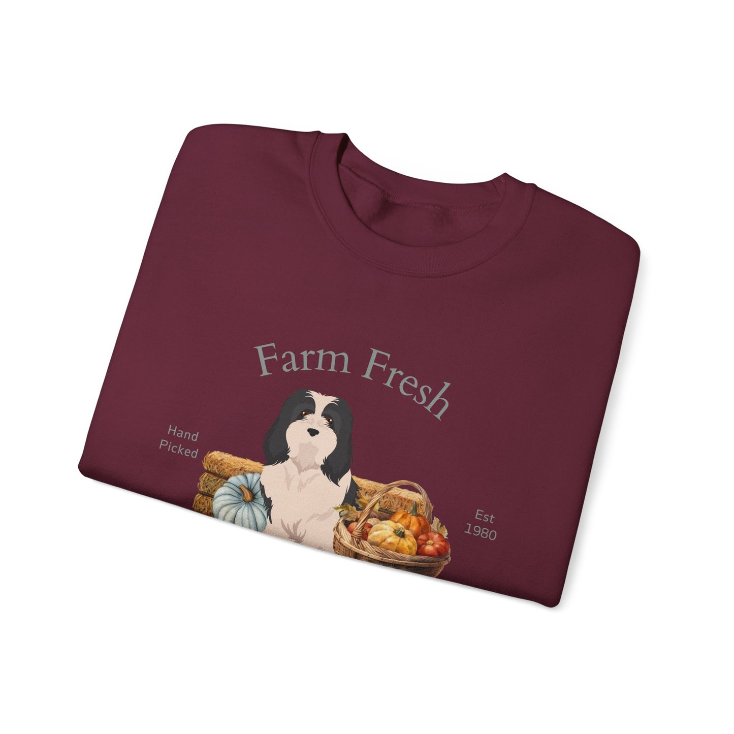Havanese Dog Fall Farm Fresh Unisex Heavy Blend Crewneck Sweatshirt