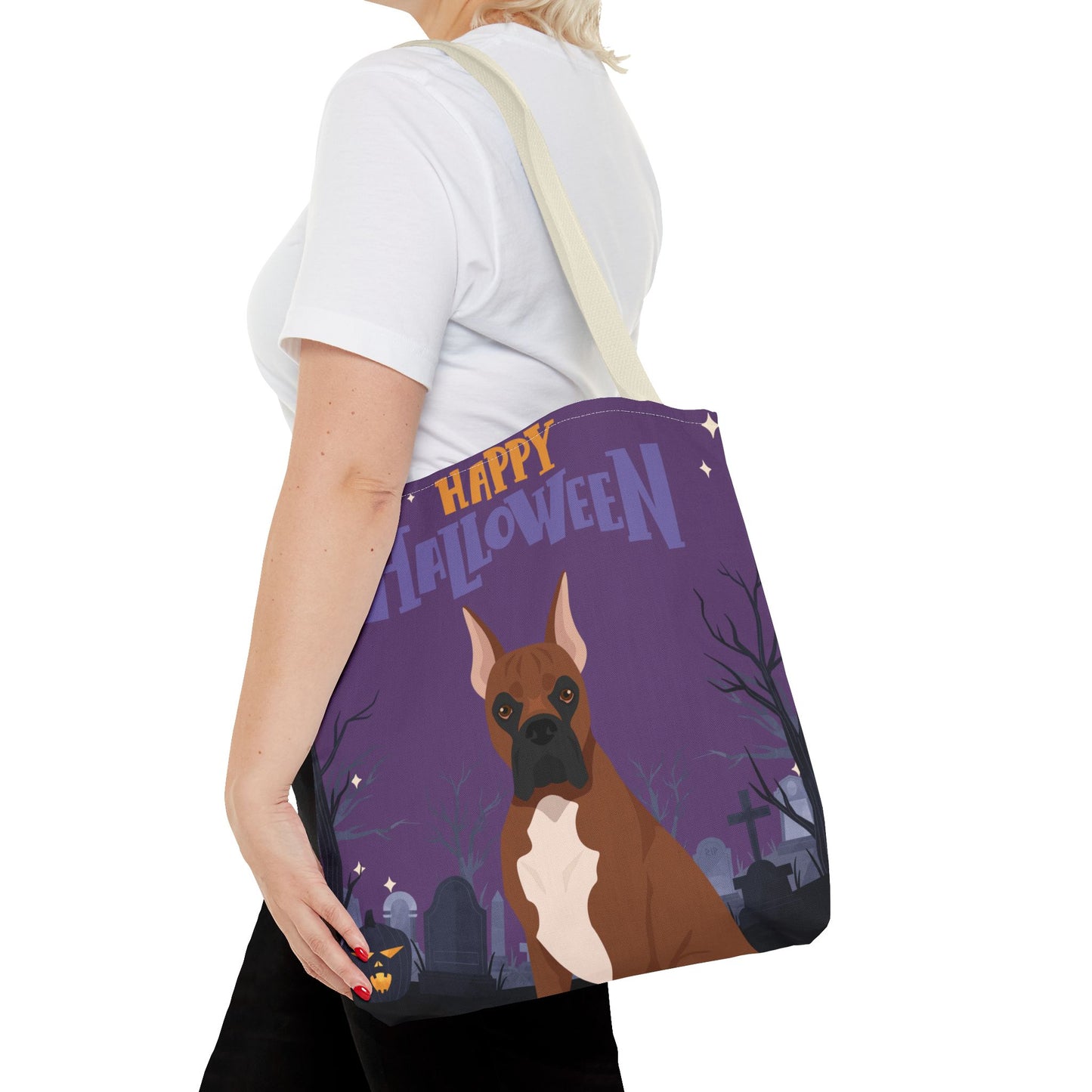 Boxer Dog Happy Halloween Tote Bag 16x16