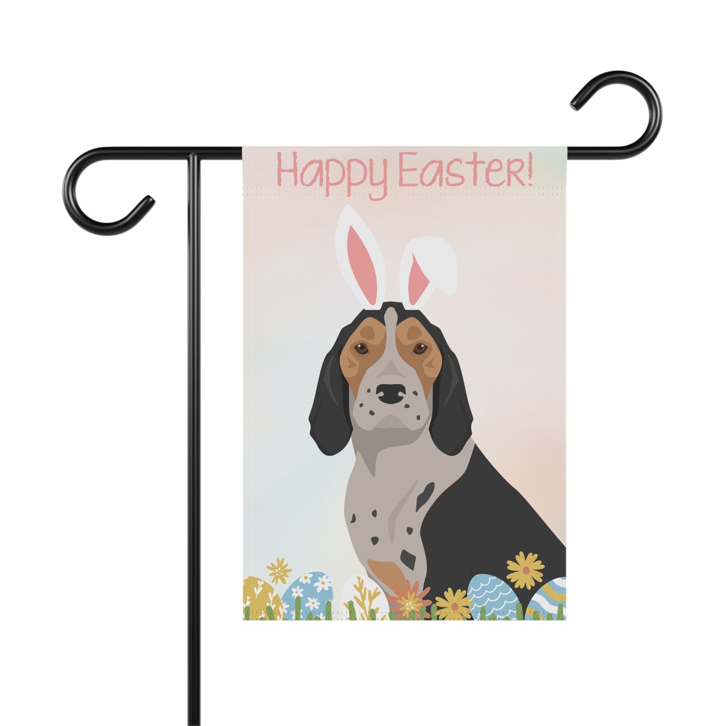 American English Coonhound Dog Happy Easter Garden Flag