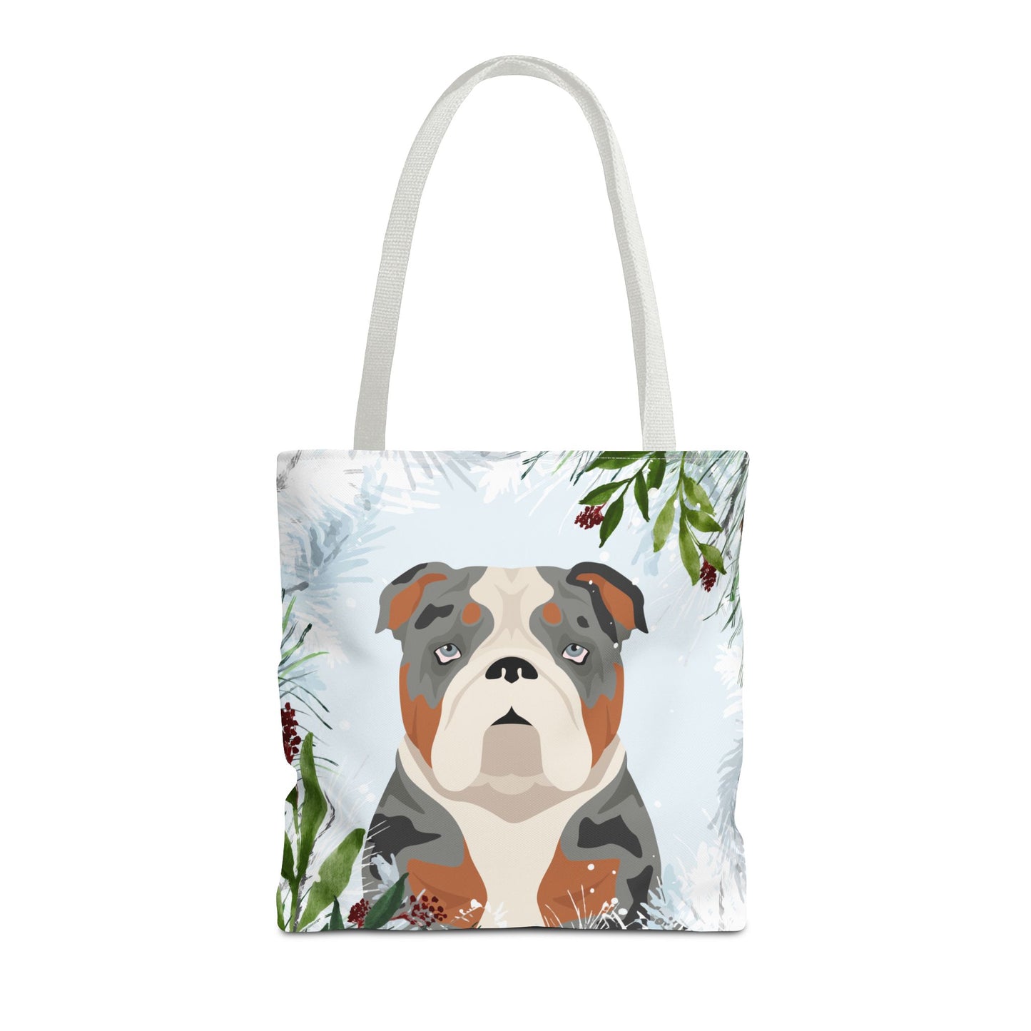 Bulldog Dog Christmas Holiday Tote Bag 16x16