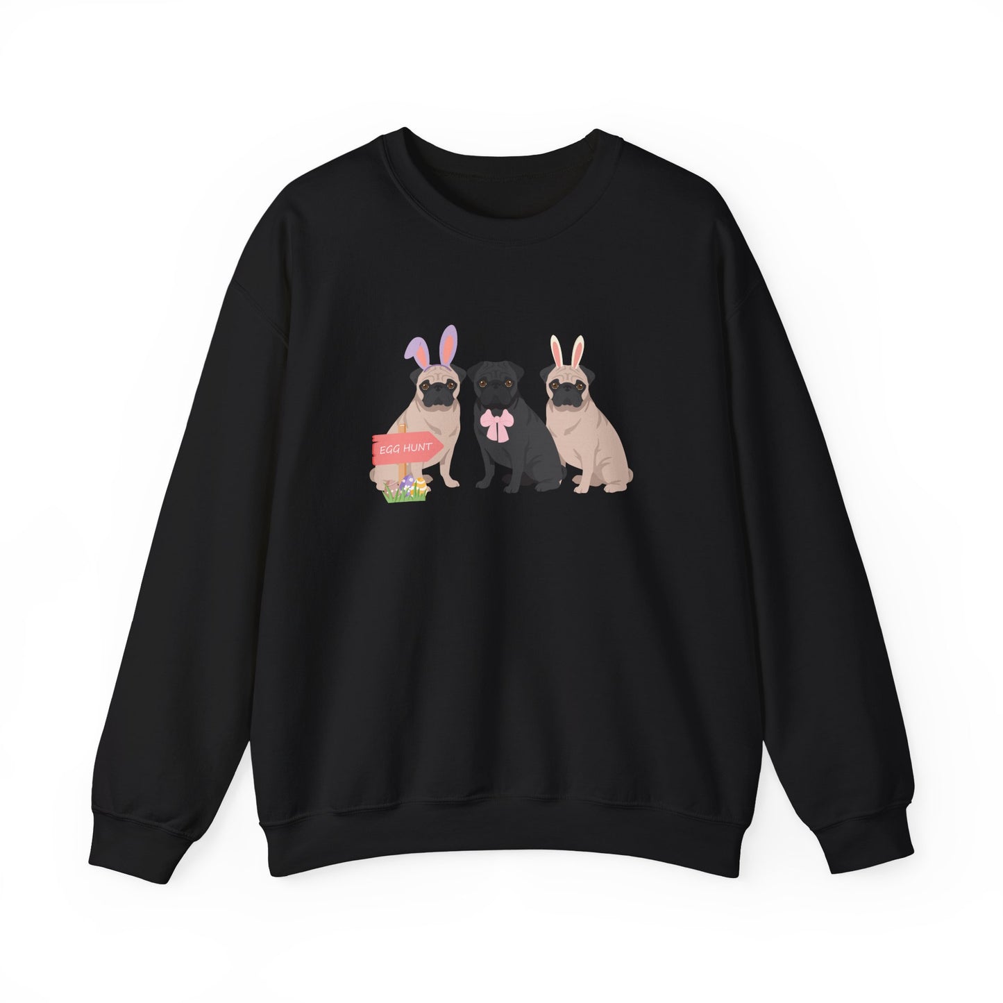 Pug Dog Easter Unisex Heavy Blend Crewneck Sweatshirt, easter, Cute Dog Mom Gift