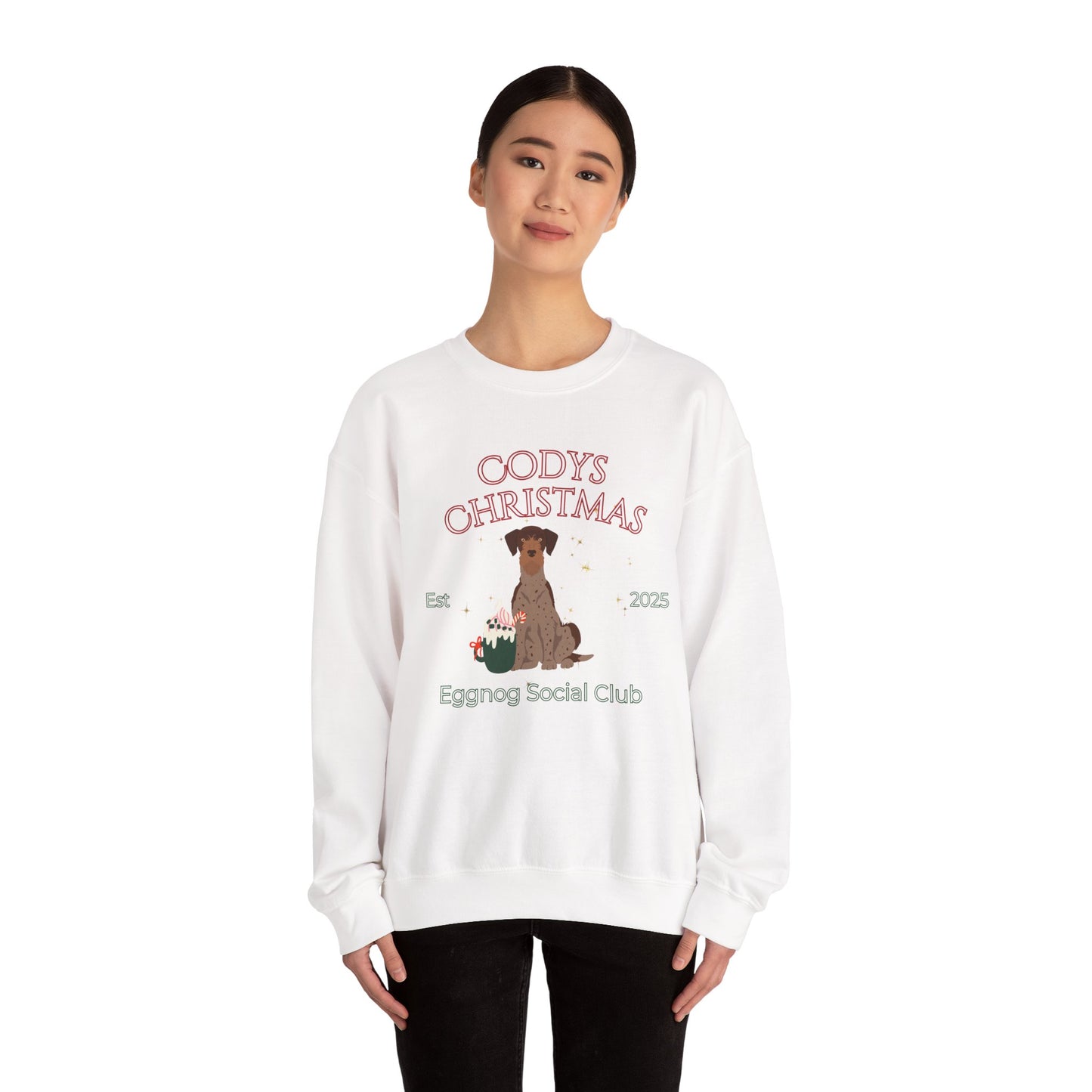 German Wire Haired Pointer Dog Christmas Social Club Unisex Heavy Blend Crewneck Sweatshirt Custom Name