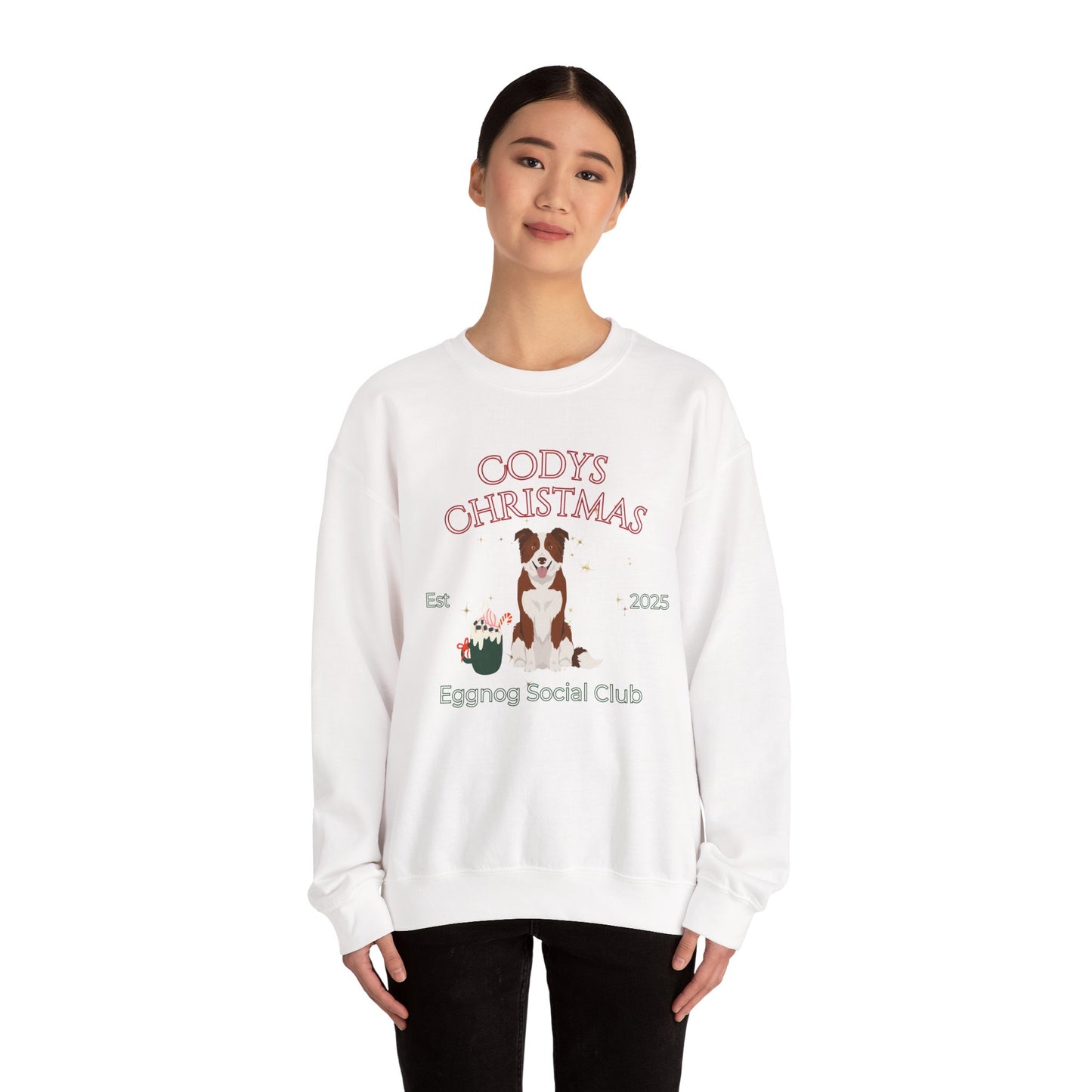 Border Collie Dog Christmas Social Club Unisex Heavy Blend Crewneck Sweatshirt Custom Name