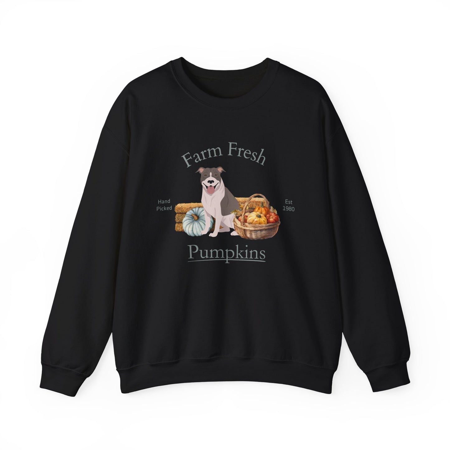 Pit Bull Terrier Dog Fall Farm Fresh Unisex Heavy Blend Crewneck Sweatshirt