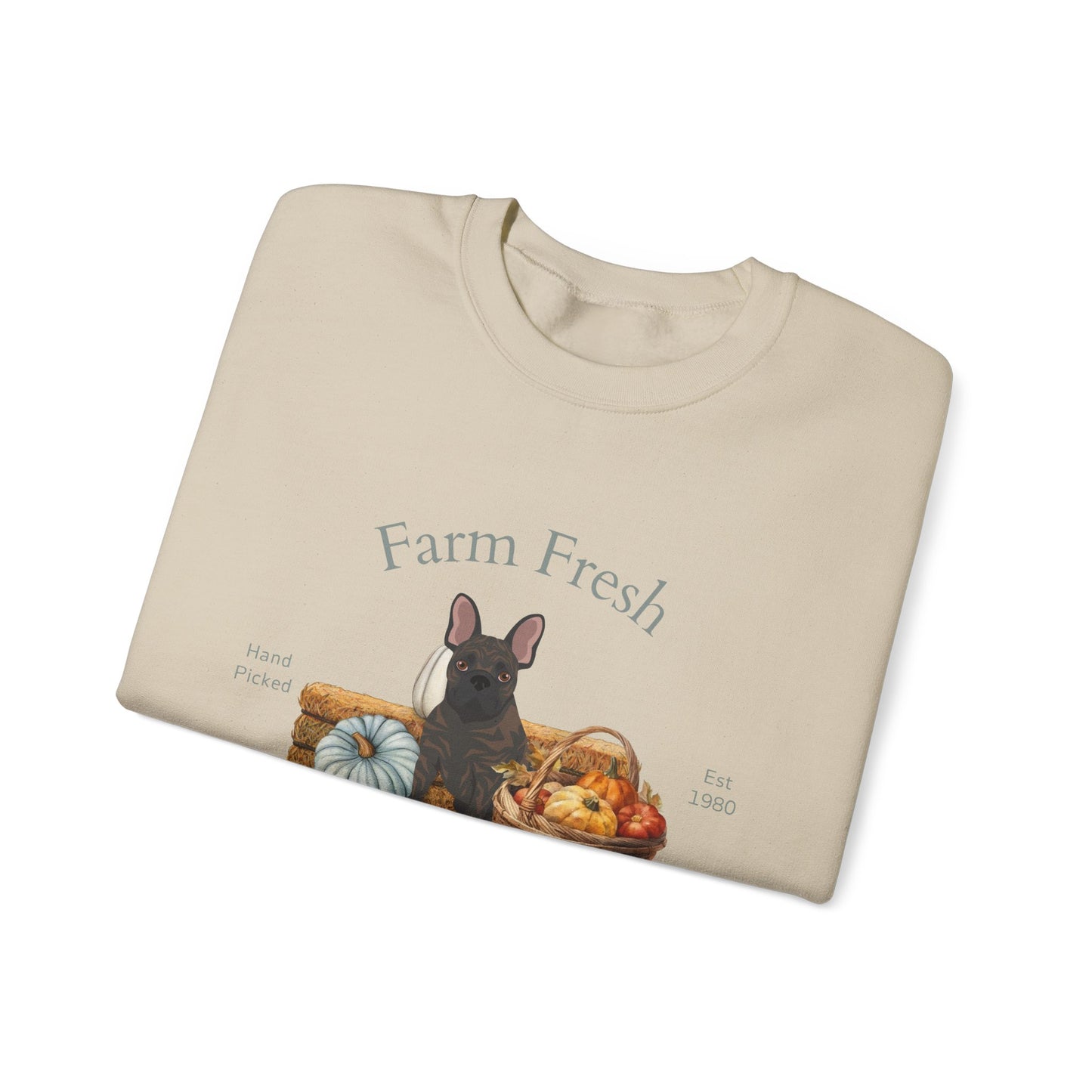 French Bulldog Dog Fall Farm Fresh Unisex Heavy Blend Crewneck Sweatshirt