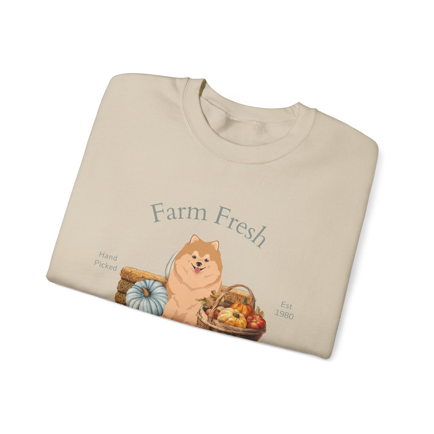 Pomeranian Dog Fall Farm Fresh Unisex Heavy Blend Crewneck Sweatshirt