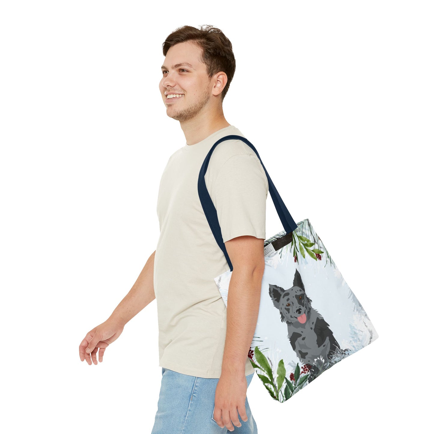 Mudi Dog Christmas Holiday Tote Bag 16x16