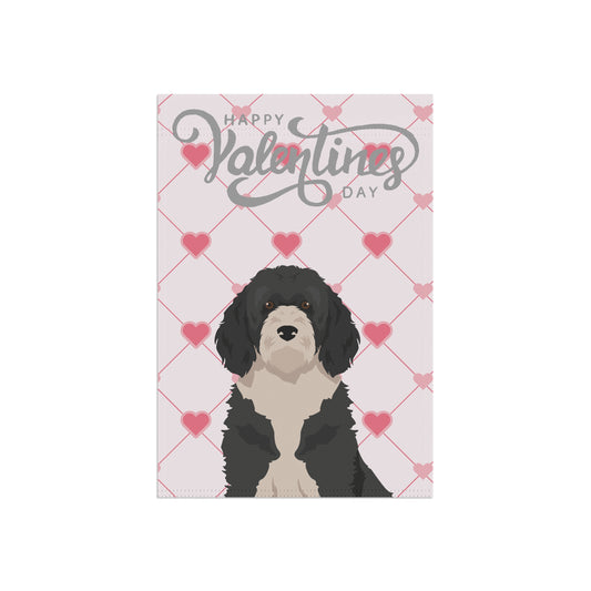 Portuguese Water Dog Valentines Day Garden Flag