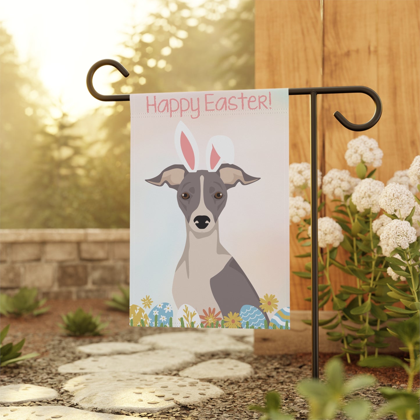Italian Greyhound Dog Happy Easter Garden Flag