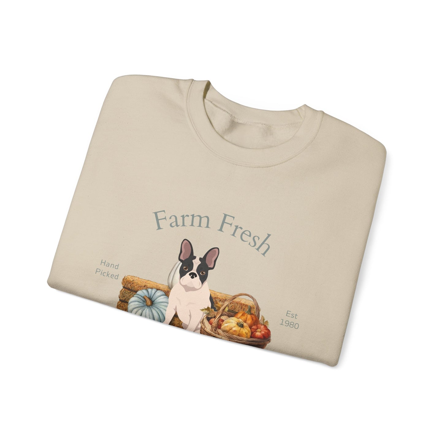French Bulldog Dog Fall Farm Fresh Unisex Heavy Blend Crewneck Sweatshirt
